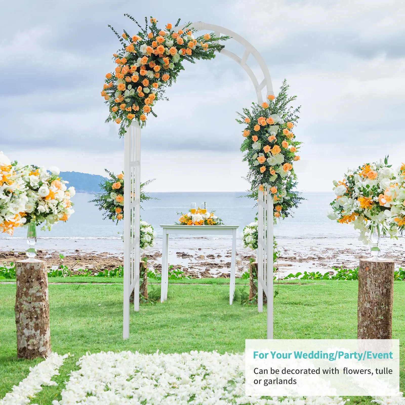 Easingroom 7FT Vinyl Garden Arbor Arch PVC Wedding Party Garden Arch