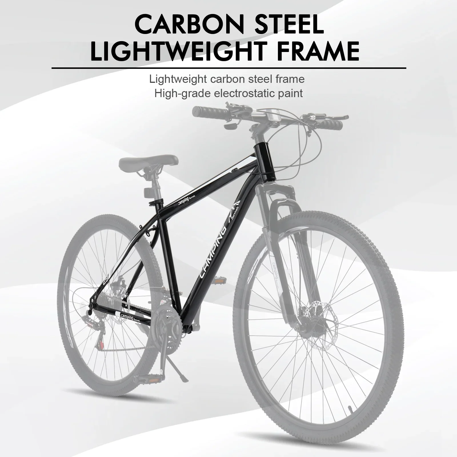 UBesGoo 29in Mountain Bike for Adult, 21 Speed MTB Bicycle for Men/Women, Dual Disc Brakes, Carbon Steel Frame, Black
