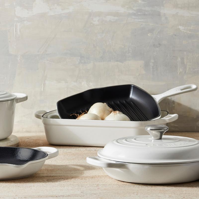Signature grillpanne i støpejern kvadratisk 26 cm white