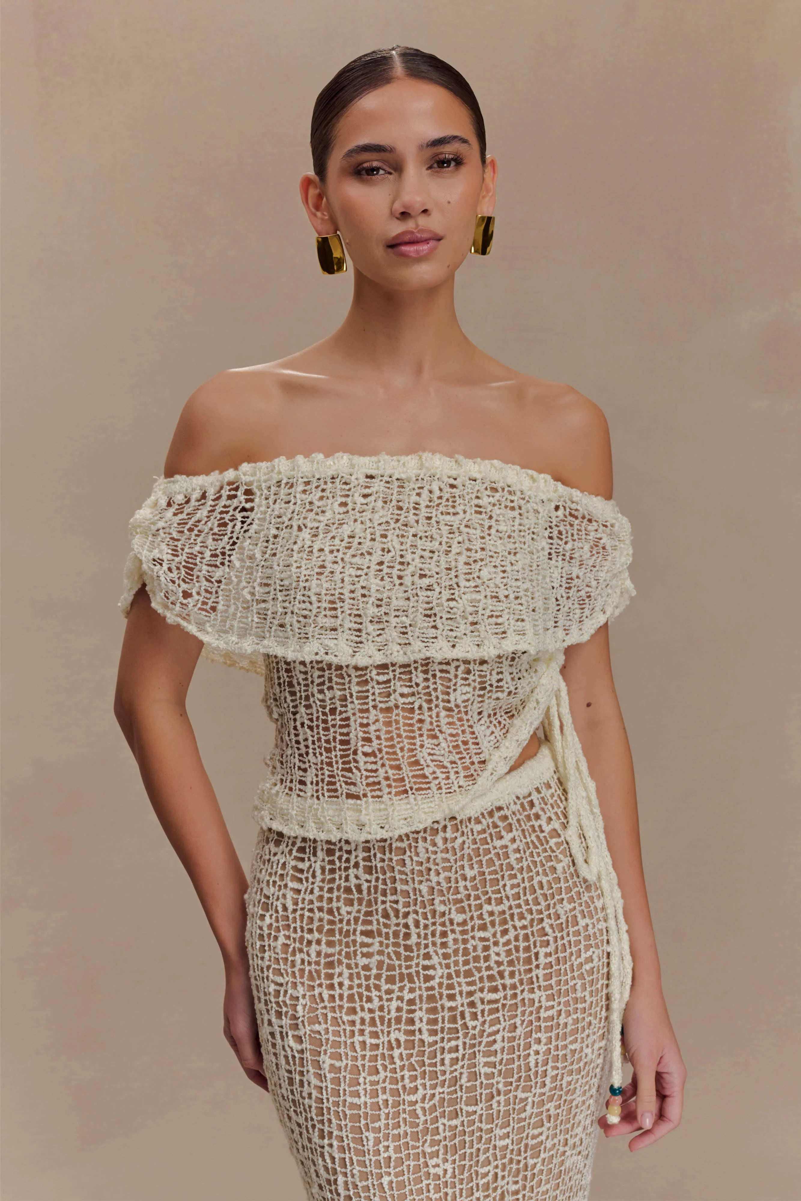 Cordelia Off Shoulder Knit Top - Ivory