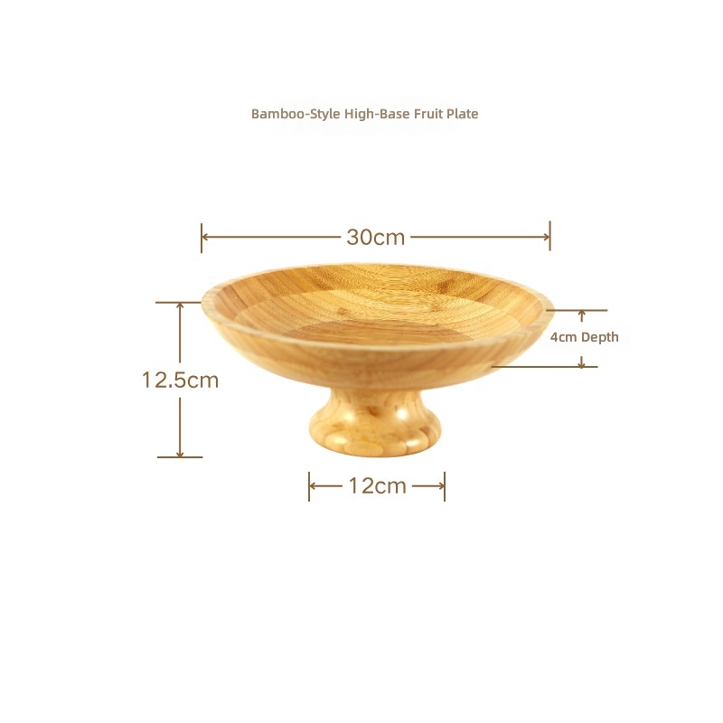 Durable Large Bamboo Classic Eco-friendly Kitchen Counter Organizer Sturdy Footed Handcrafted Wood Bowl Bulk