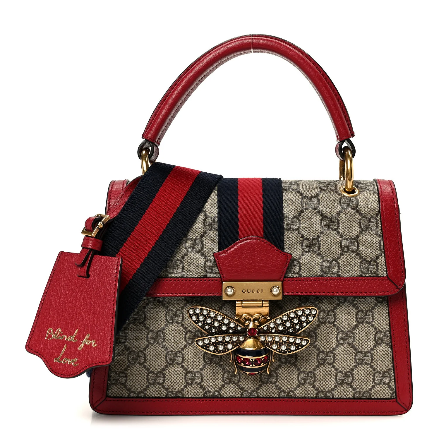GG Supreme Monogram Small Queen Margaret Top Handle Bag Red