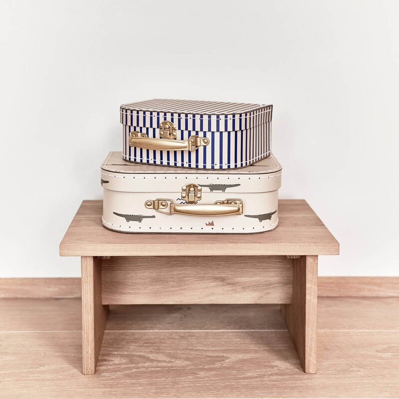 Mini Krokodille & Stripete koffert 25,5x18 cm 2 stk beige