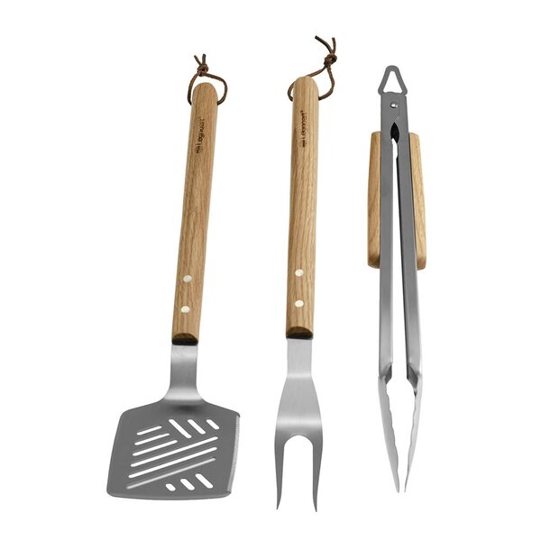 Sturdry BBQ grillsett 3 deler eiketre