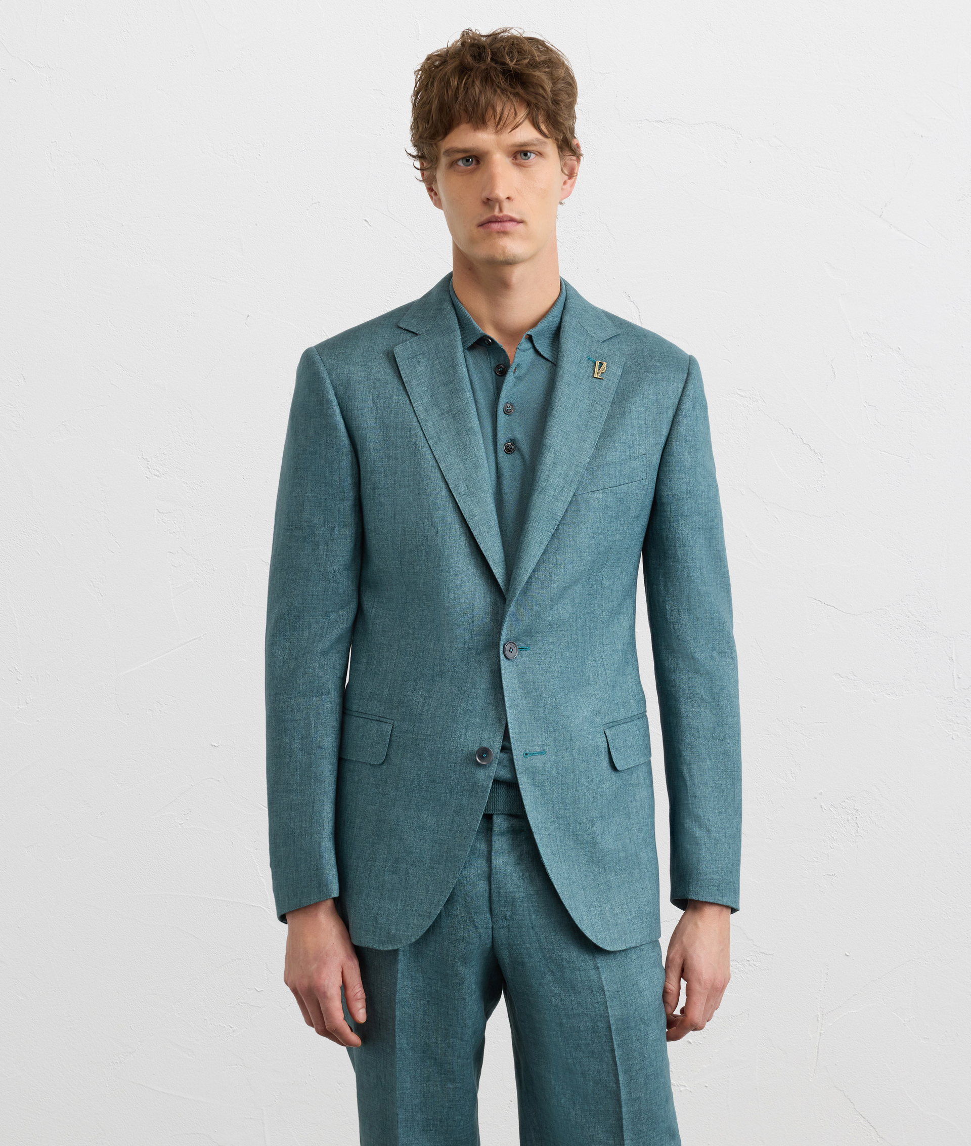 TEAL BLUE LINEN VICENZA LINE DRESS