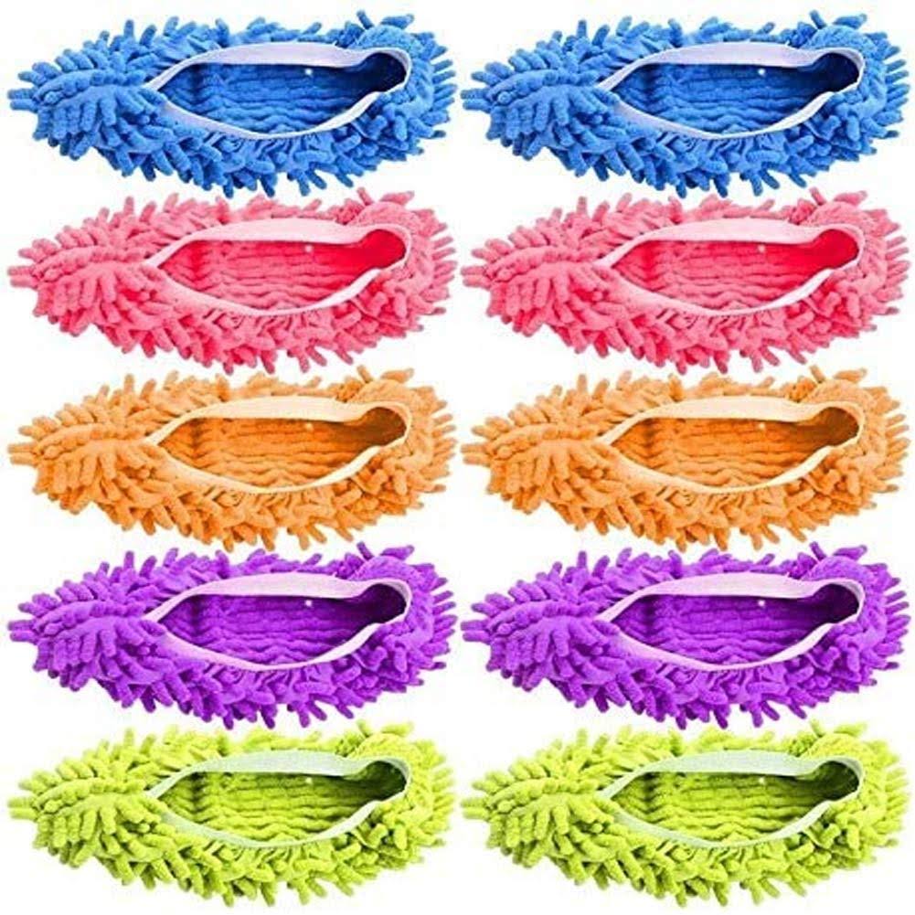 Tamicy Mop Slippers Shoes 5 Pairs (10 Pieces) - Microfiber Cleaning House Mop Slippers Floor Cleaning Tools Shoe Cover Soft Washable Reusable