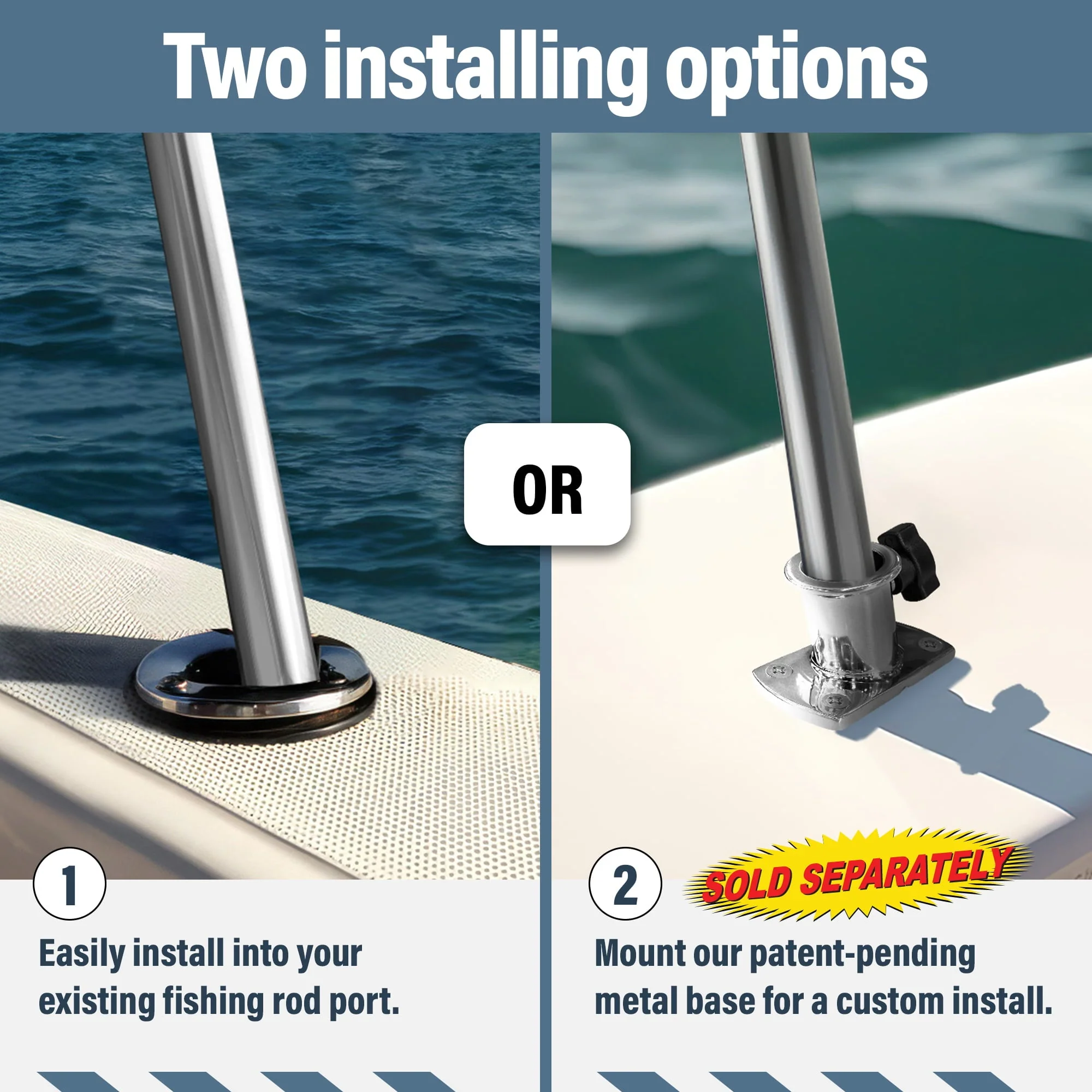 Universal T Top Extension Bimini Tops for Boats Sun Shade Kit, Boat Shade Hard Top Boat Cover Canopy Adjustable Poles, Marine 900D Canvas, Adjustable Height, 67"L x 67"W, (Blue) Image 4