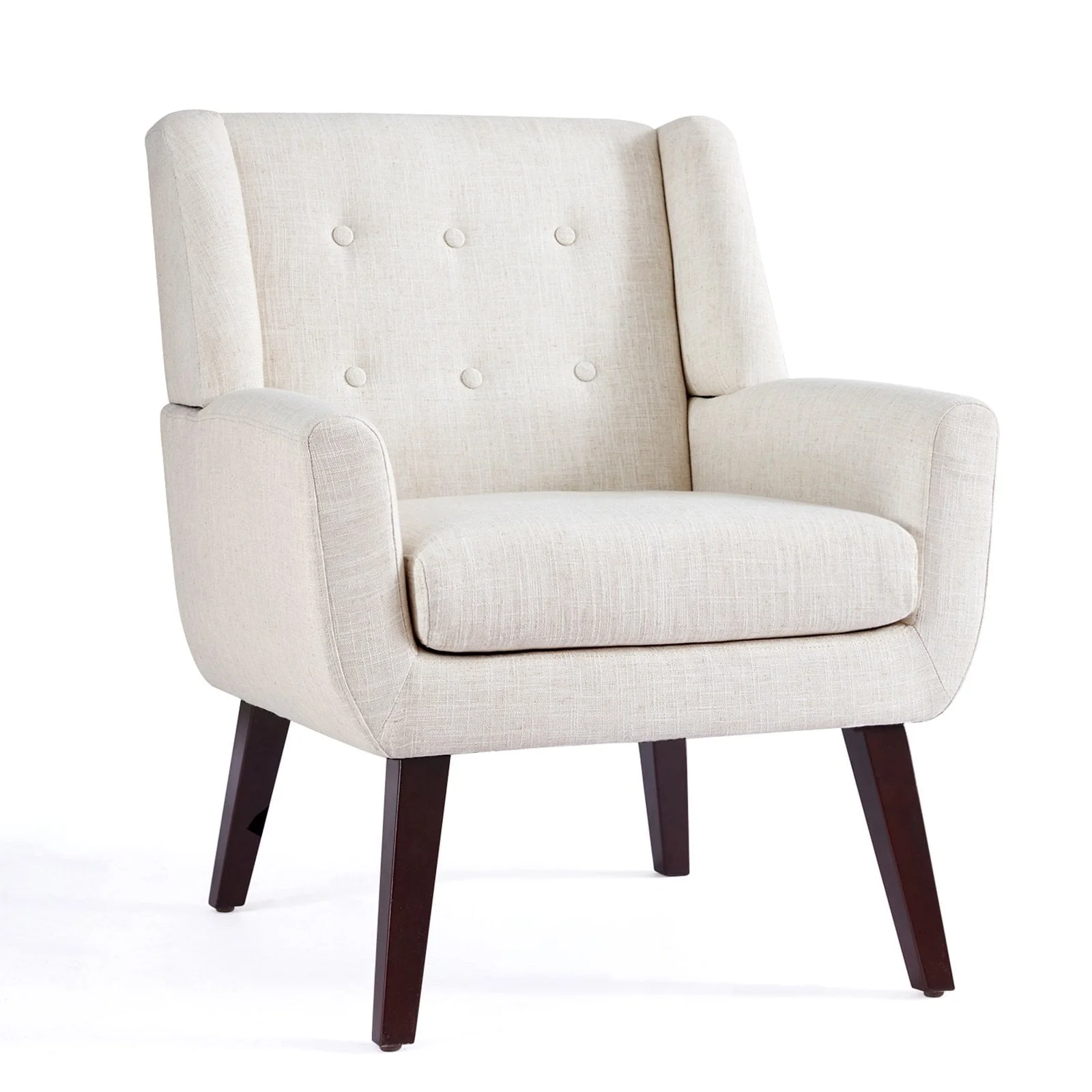 HUIMO Accent Chair, Button - Tufted Upholstered Living Room Chairs, Mid Century Modern Comfy Reading Chairs for Bedroom, Living Room, Beige