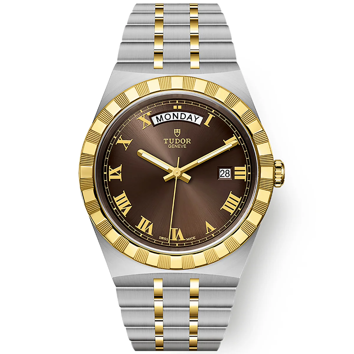 【Super Clone】TUDOR Royal Date/Day 41mm S&G Brown Roman Dial Automatic Watch M28603-0007