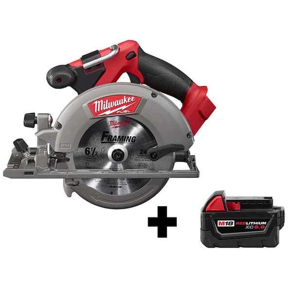 M18 FUEL 18V Lithium Ion Brushless Cordless 6 1/2 in  Circular Saw W/ M18 5 0 Ah Battery