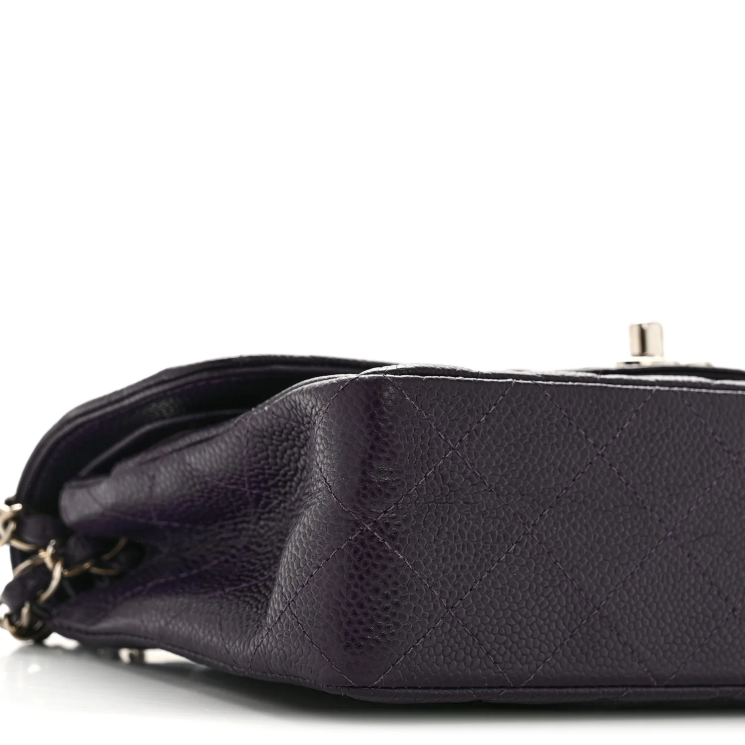 Caviar Quilted Small Double Flap Dark Purple