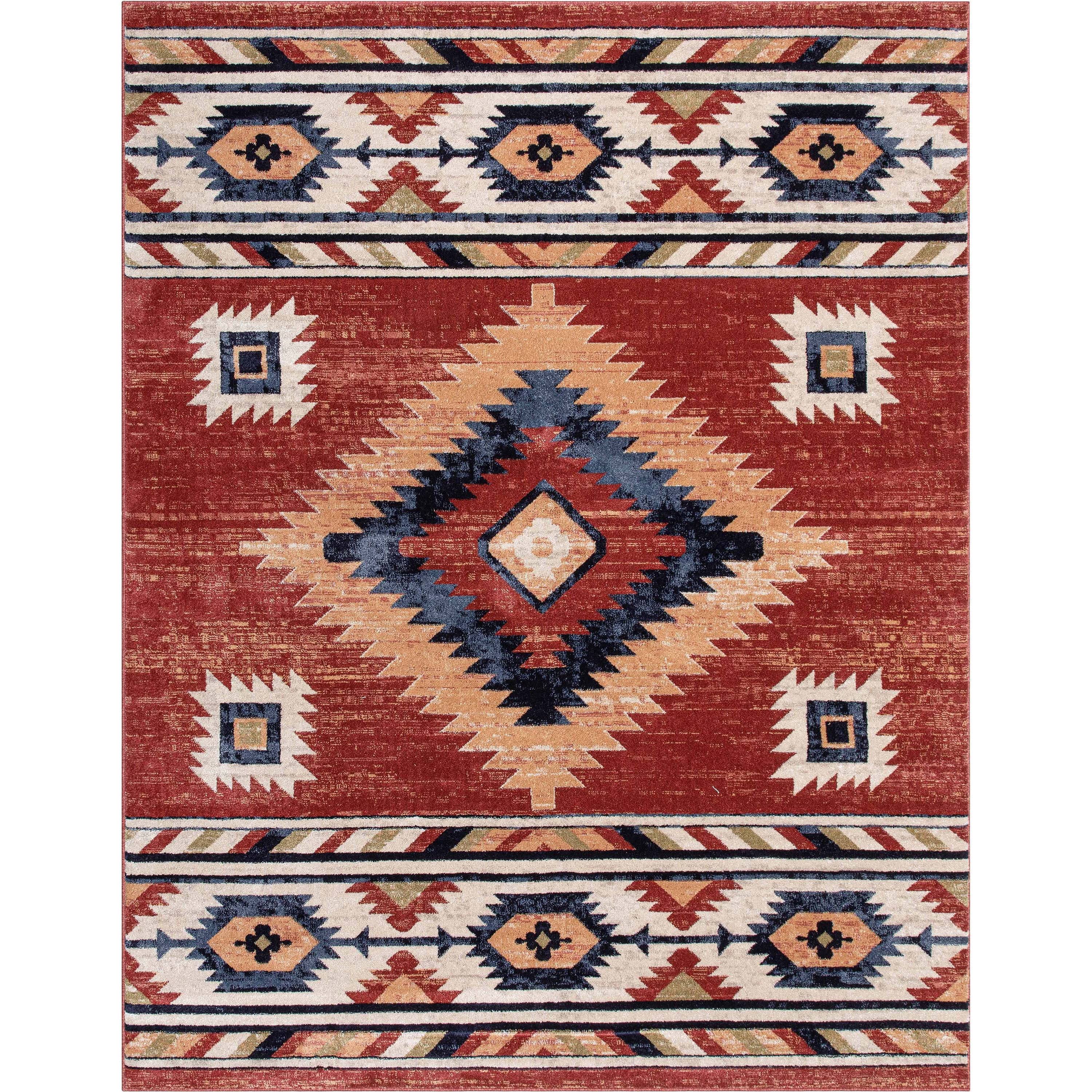 Well Woven Tulsa Lea Crimson Traditional Southwestern Tribal 3'11