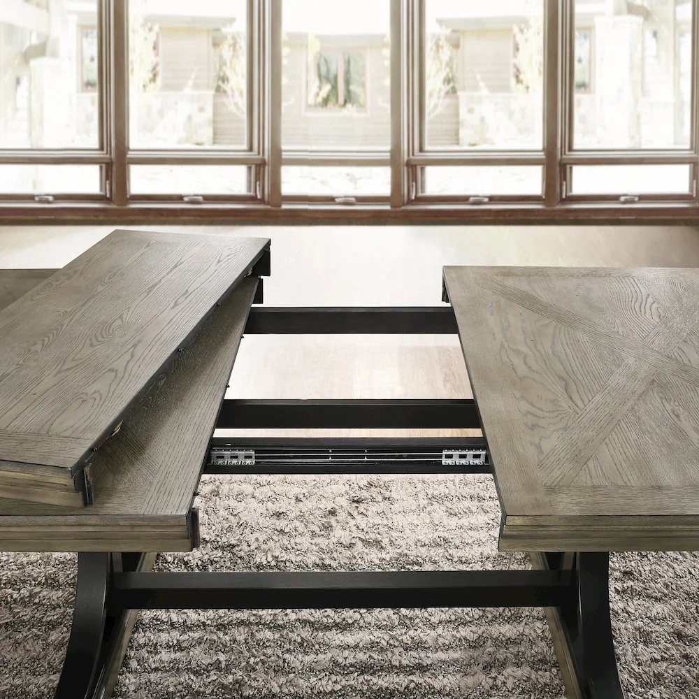 Birmingham Nailhead 6 - Piece Table with Nail Head Bench Dining Set, Driftwood