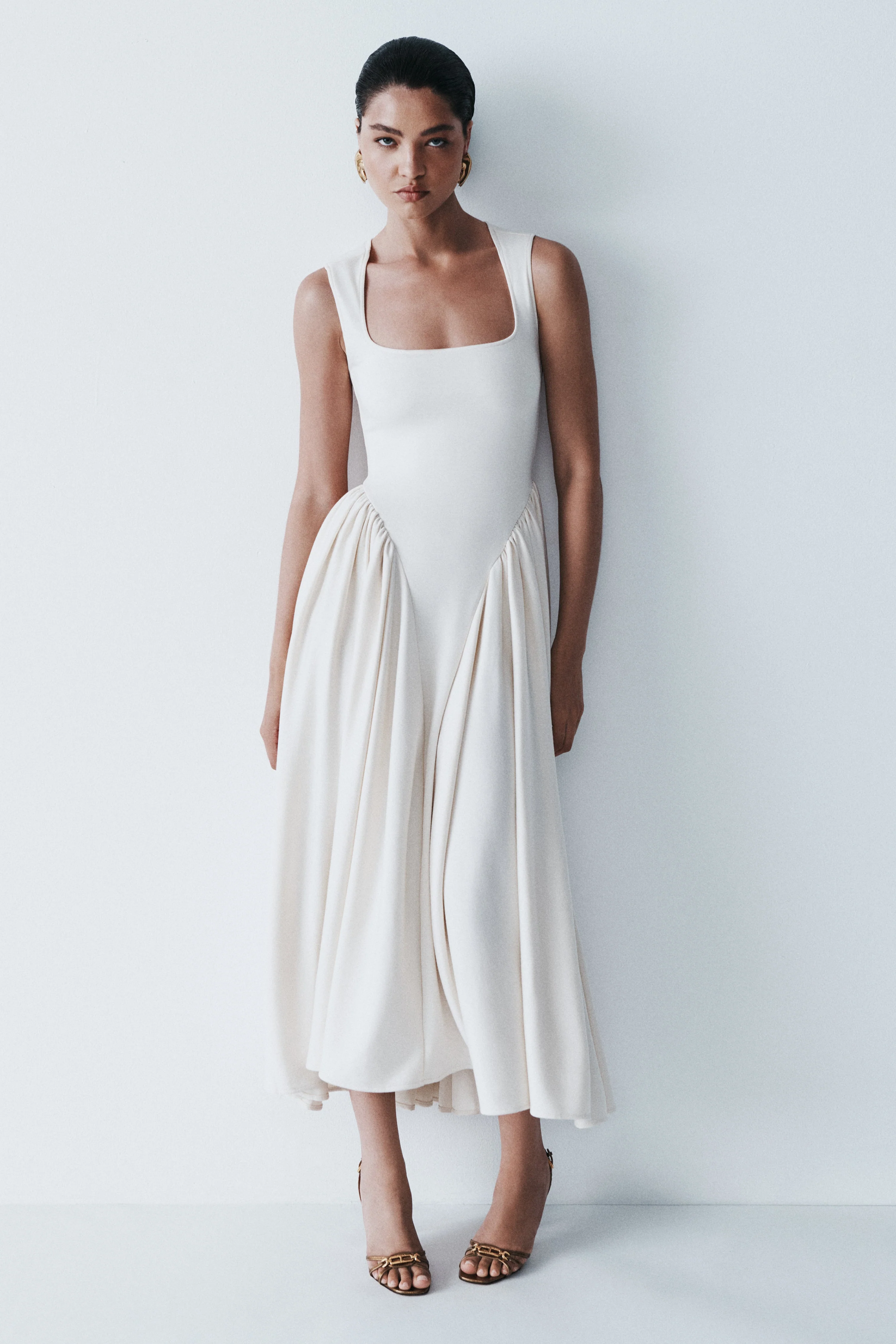 Sharon Scuba Jersey Midi Dress - Ivory