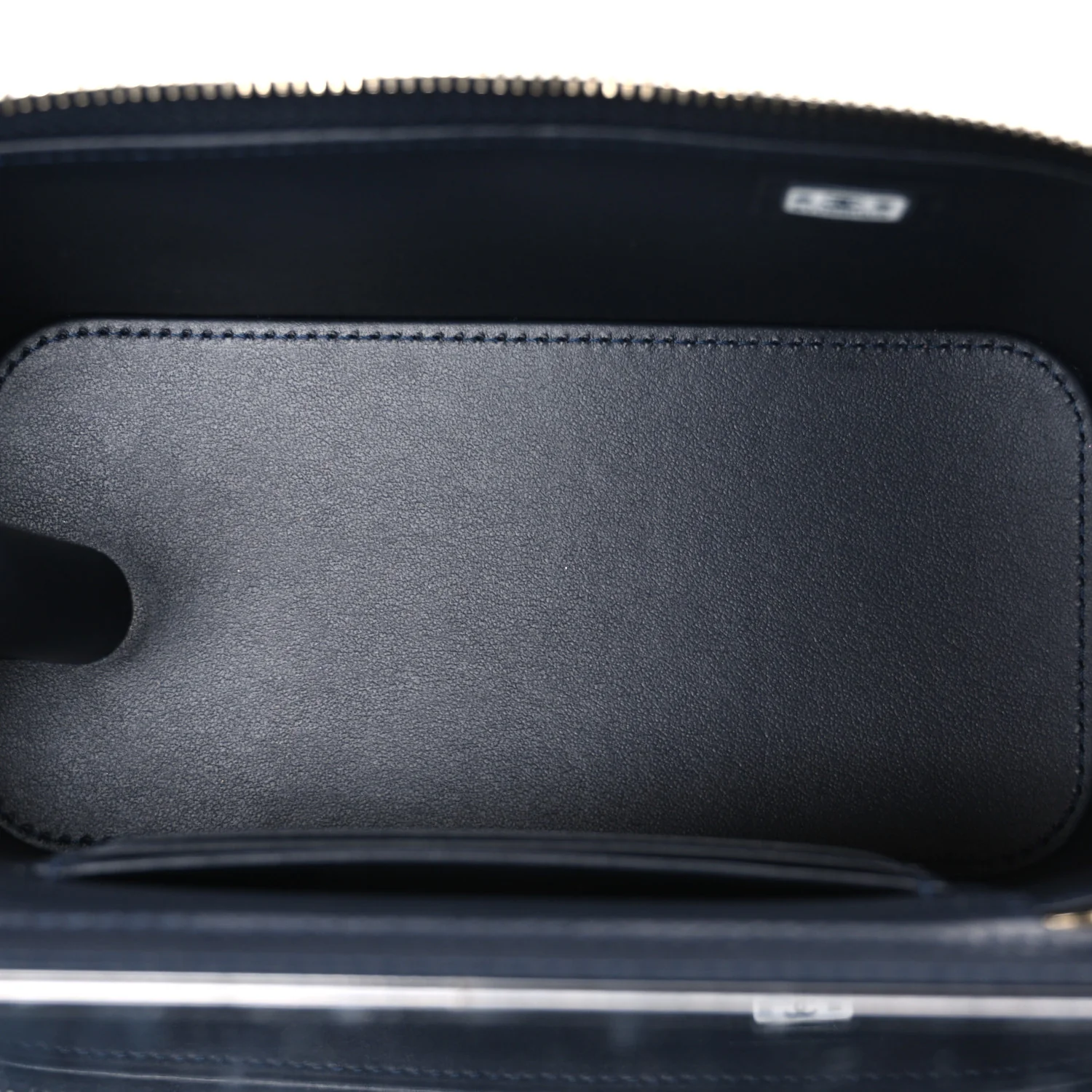 Denim Quilted Vanity Case With Chain Dark Blue Orange