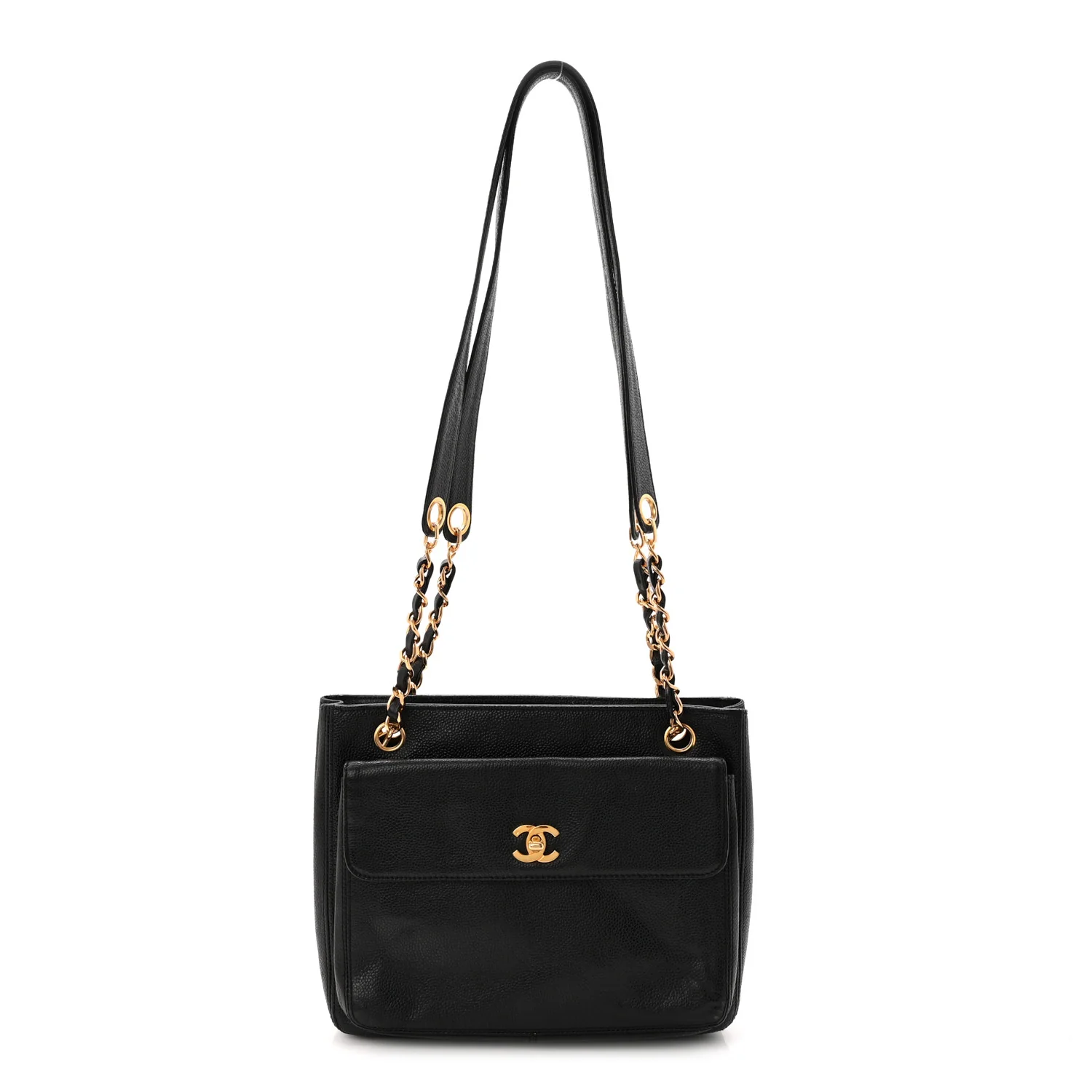 Caviar Flap Shoulder Bag Black