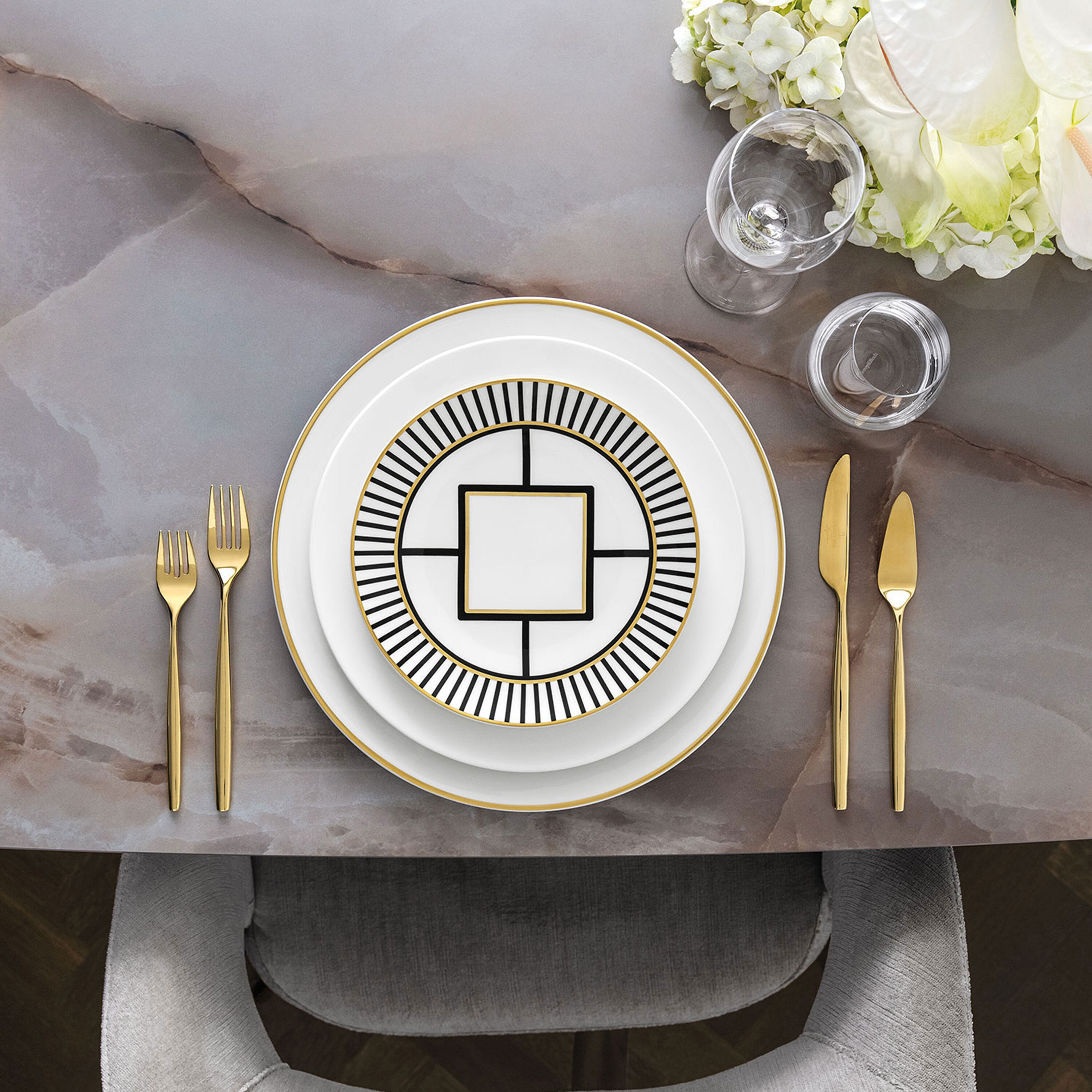 MetroChic 5-piece flatware set - Gold, stainless steel gold-plated