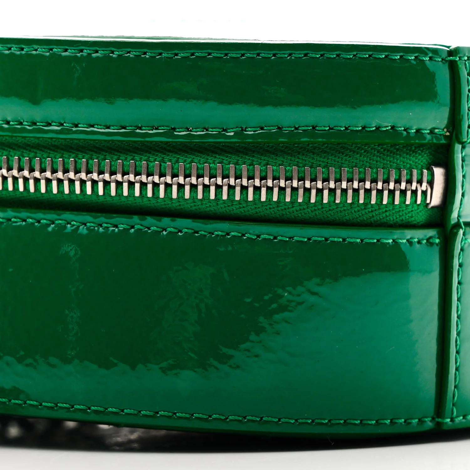 Glazed Calfskin Round As Earth Evening Bag Green