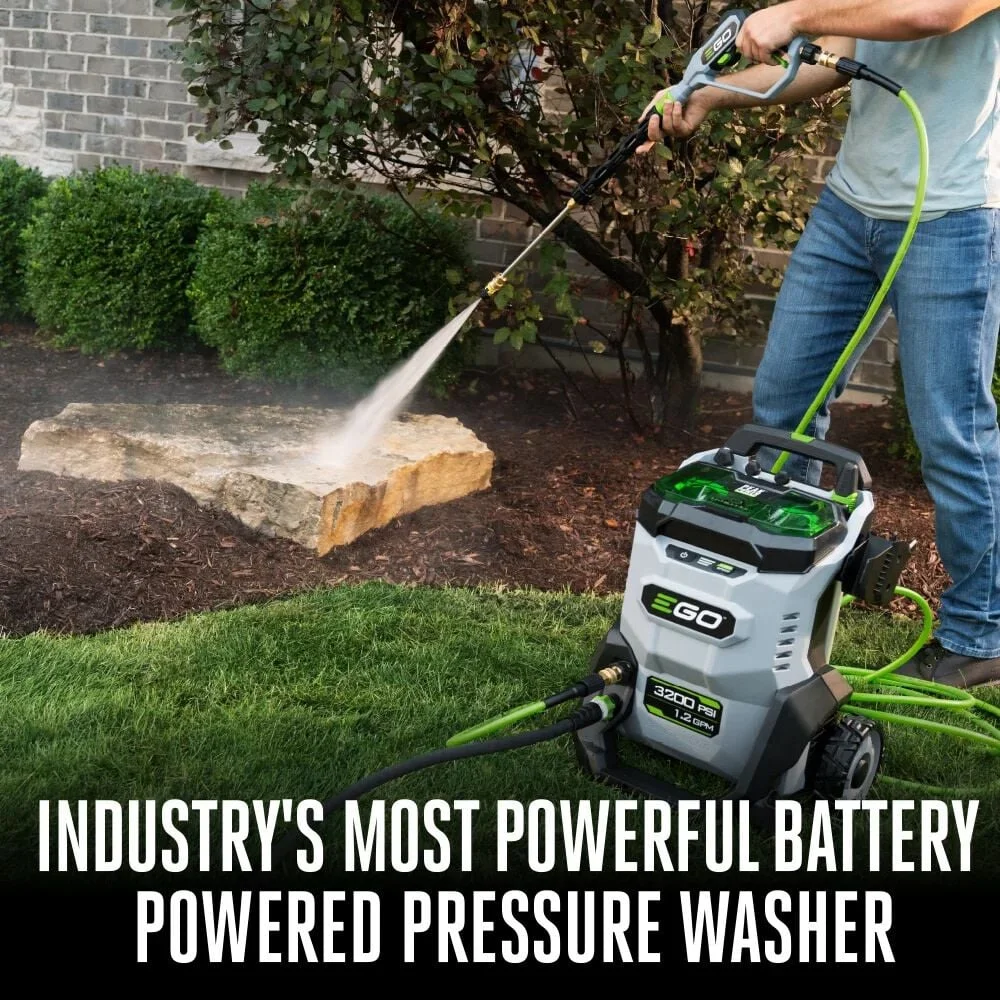 Ego Power+ 3200 Psi 1.2 Gpm Battery Powered Cold Water Pressure Washer with 5 Spray Nozzles 6.0ah Kit
