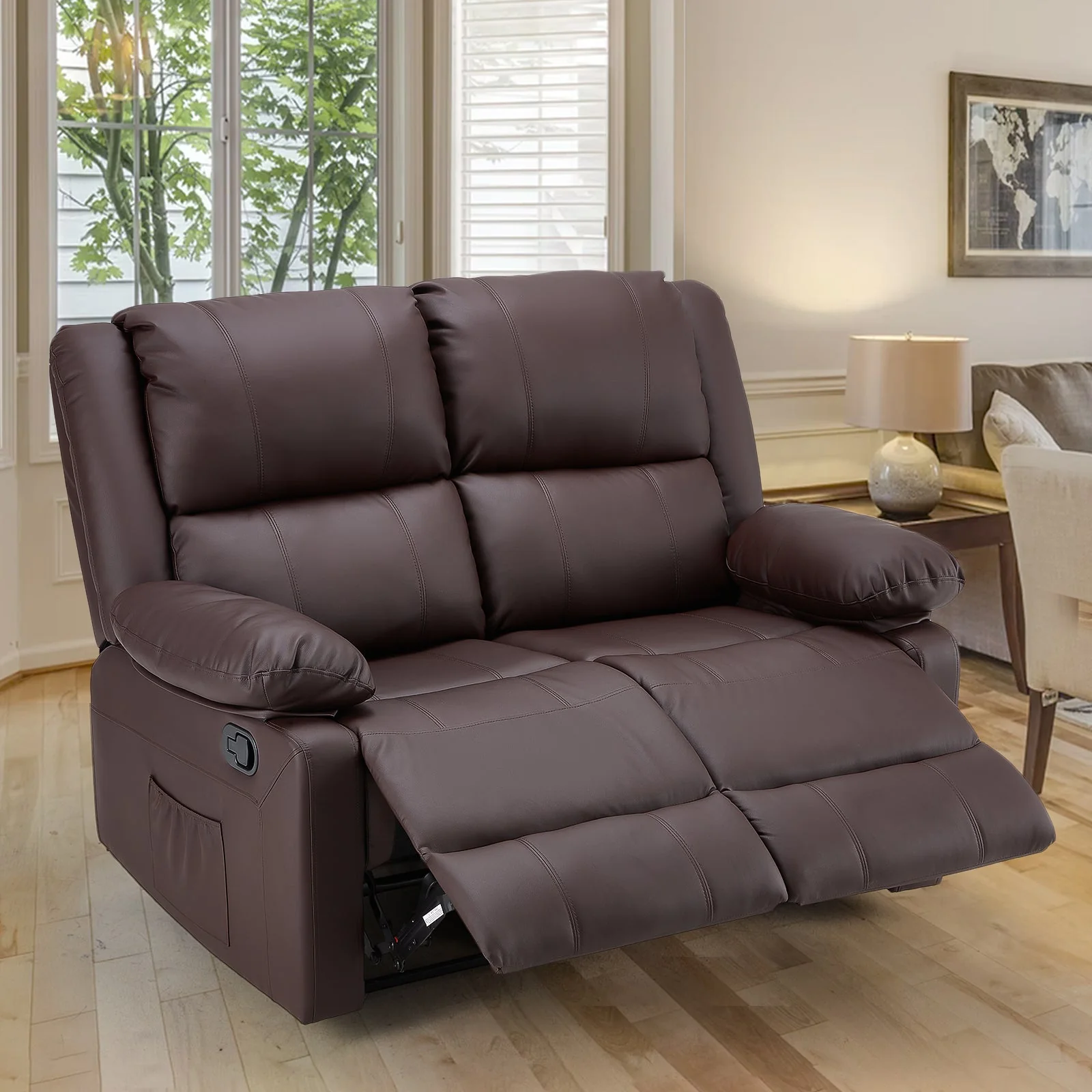 AECOJOY Loveseat Recliner with Heat&Massage Function, RV Couch Wall-Hugger Reclining Sofa