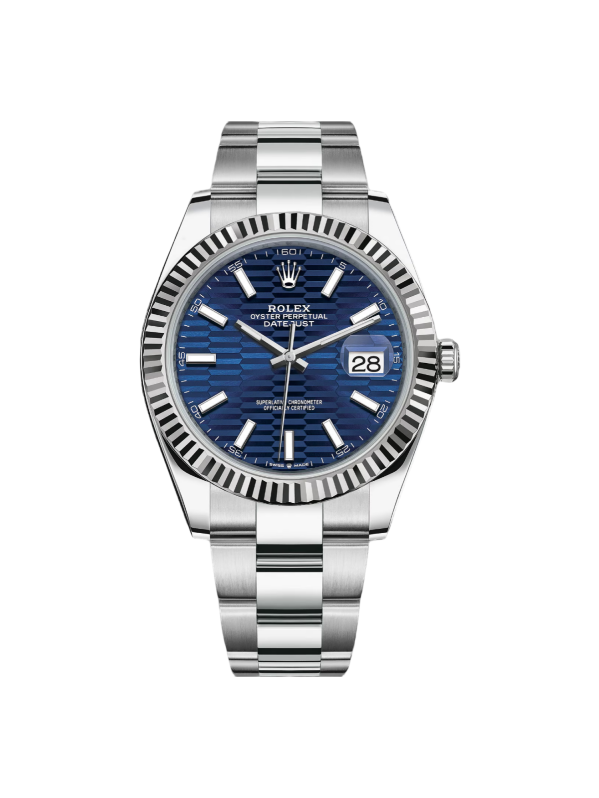 【Super Clone】RLX  Datejust 41mm Blue Fluted Motif Index Dial Jubilee Bracelet Watch - 126334