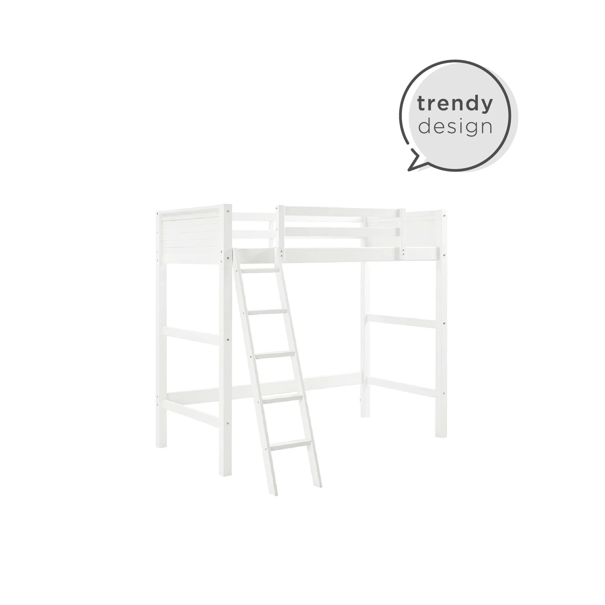 Your Zone Kiarah Twin Loft Bed with Ladder, White