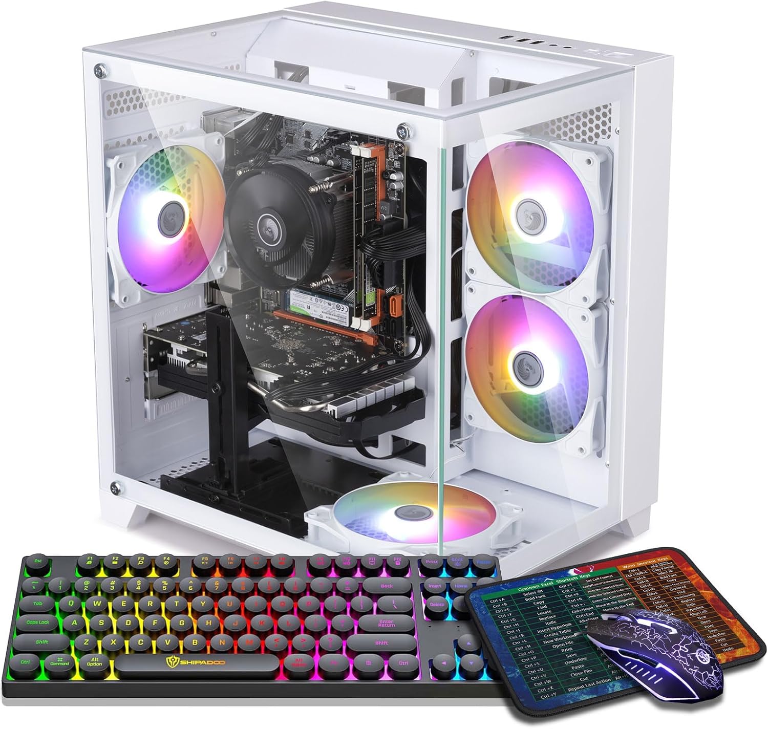 Gaming PC Desktop Computer  Intel Core I7 up to 3.9GHz  GTX 1050Ti 4G GDDR5  16G RAM  512GB SSD  WiFi 5.0  Prebuilt Gaming PC Tower Computer with 5 RGB Fan