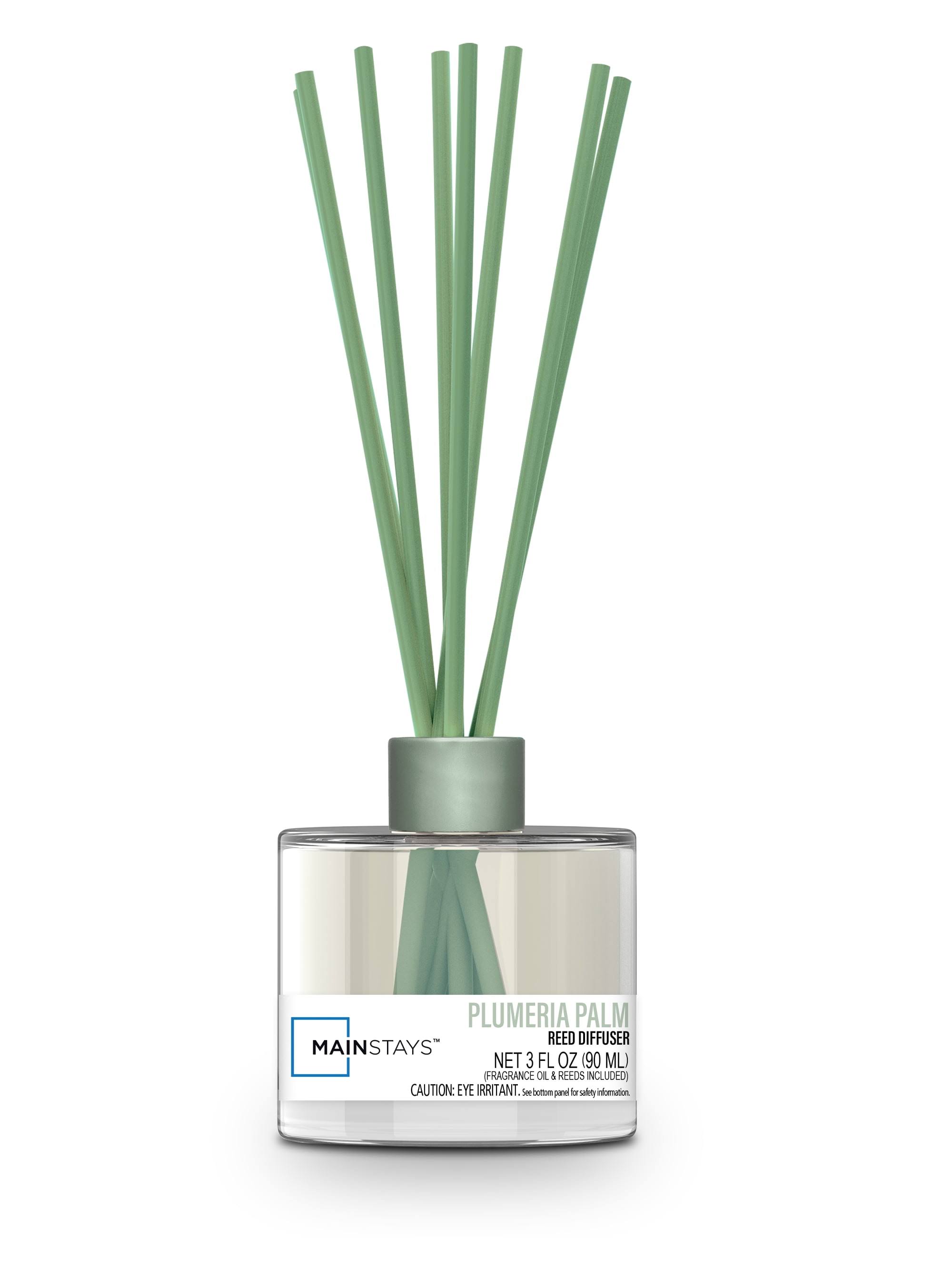 Mainstays Glass Diffuser with Reeds, Plumeria Palm, 3.0 fl oz, Size: 3oz