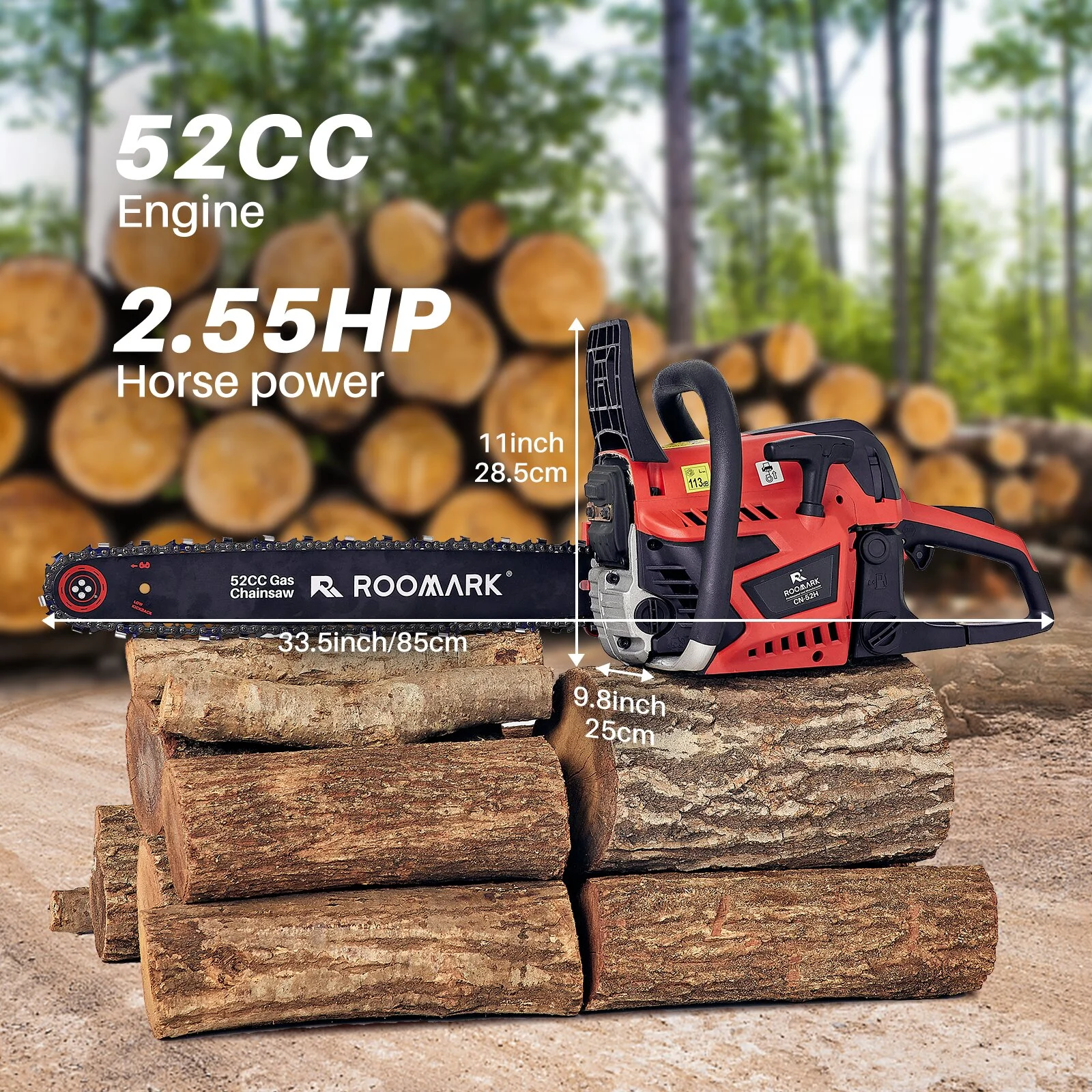1 18-Inch 52cc 2-Cycle DOHC Gas Chainsaw with Automatic Chain Oiler - Image 3
