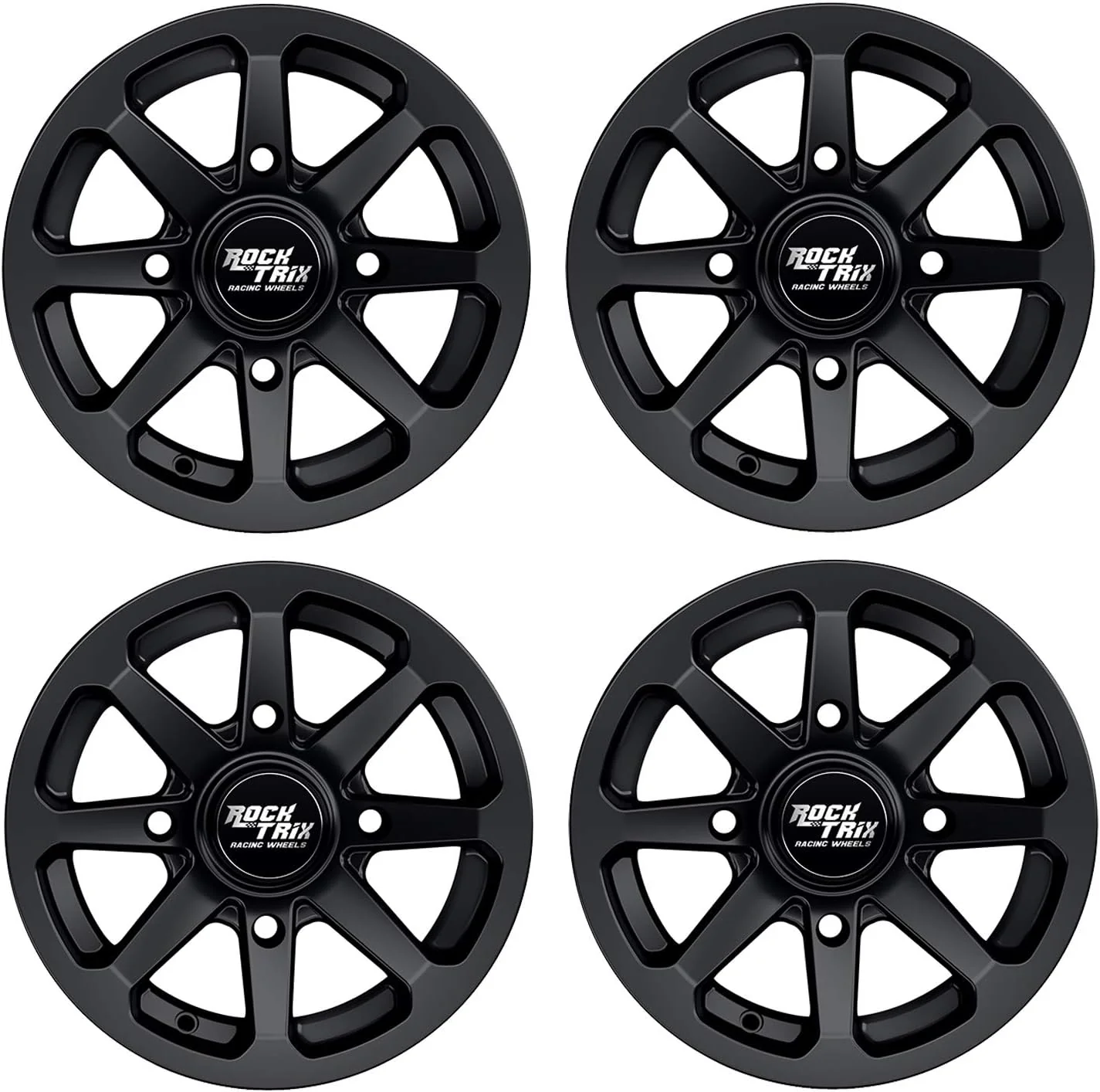 RT102 15in Wheels 15x7 4x137, 4+3 Offset, ATV UTV SxS Rims, Compatible with Can Am Commander Max Defender Max Pro Maverick X3 Maverick Trail, 4/137 Matte Black, Set of 4