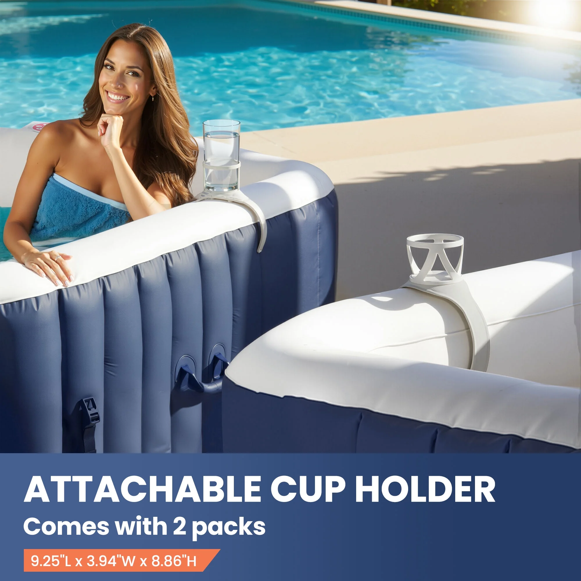 Hot Tub for 4-6 Person, Outdoor Patio Large Inflatable Hot Tub Home SPA, with 130pcs Massage Jets, 910L, 4 Filters, 2 Cup Holders, Lockable Cover, Storage Bag, Max 104�H, 73in, Navy(Navy) - Image 9