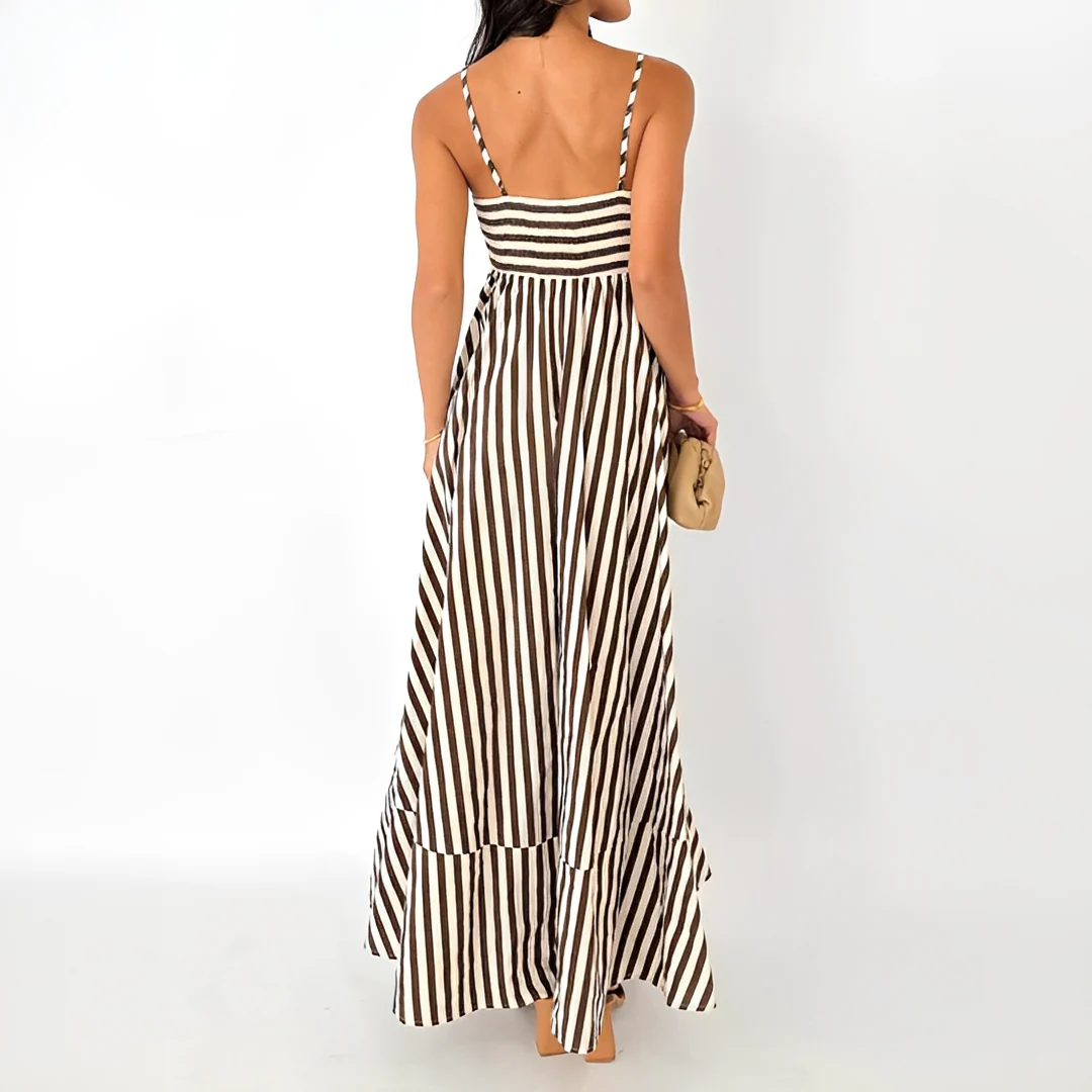 Lerra - Robe Longue Plissée Rayée