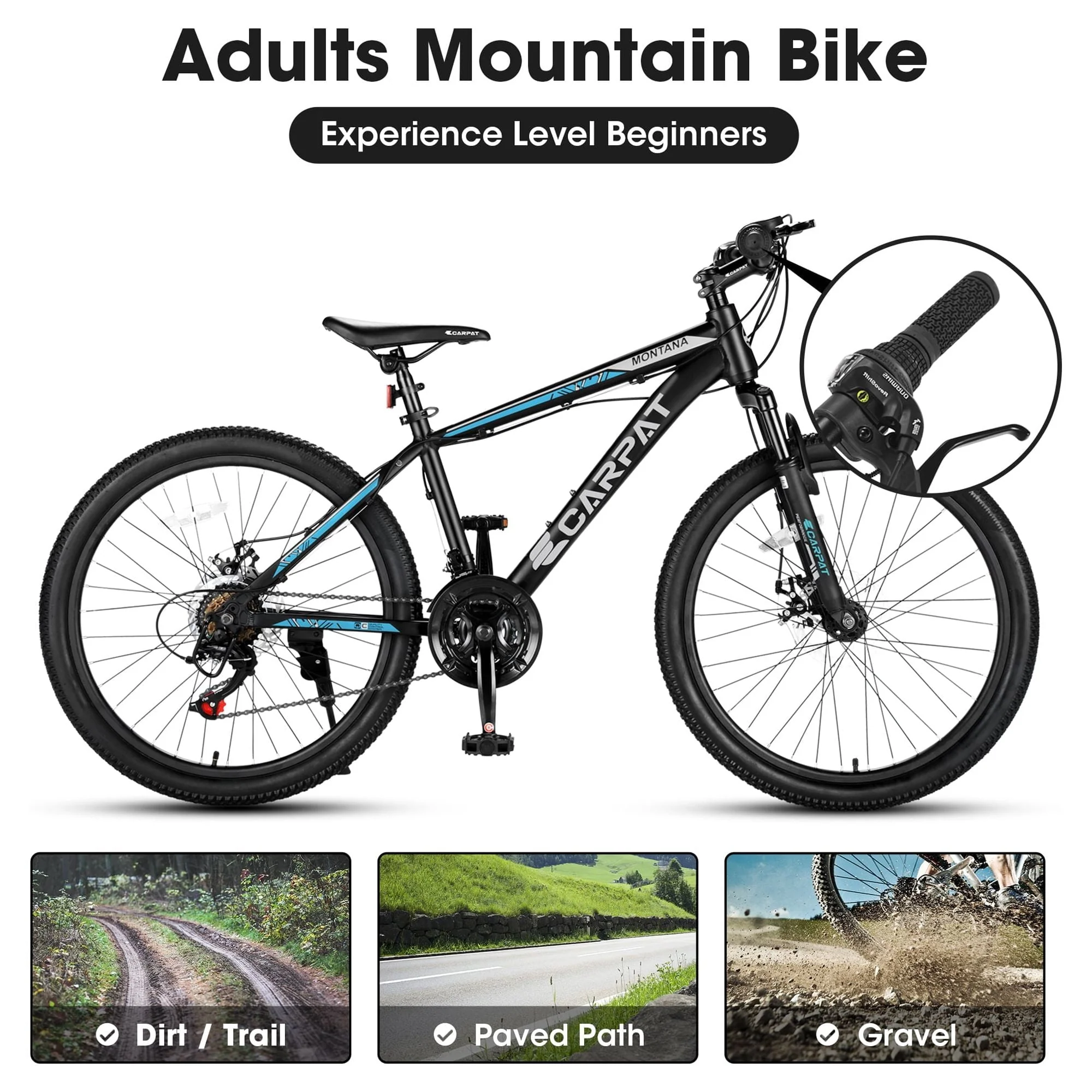 26" Mountain Bike, Aluminum Mountain Bike for Adult with Disc Brakes Suspension Image 4