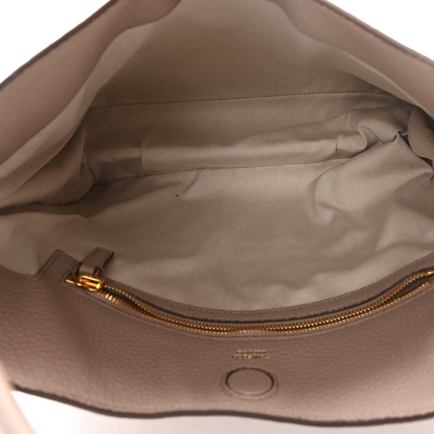 Pebbled Calfskin Small Alix Padlock Zip Hobo Bag Beige