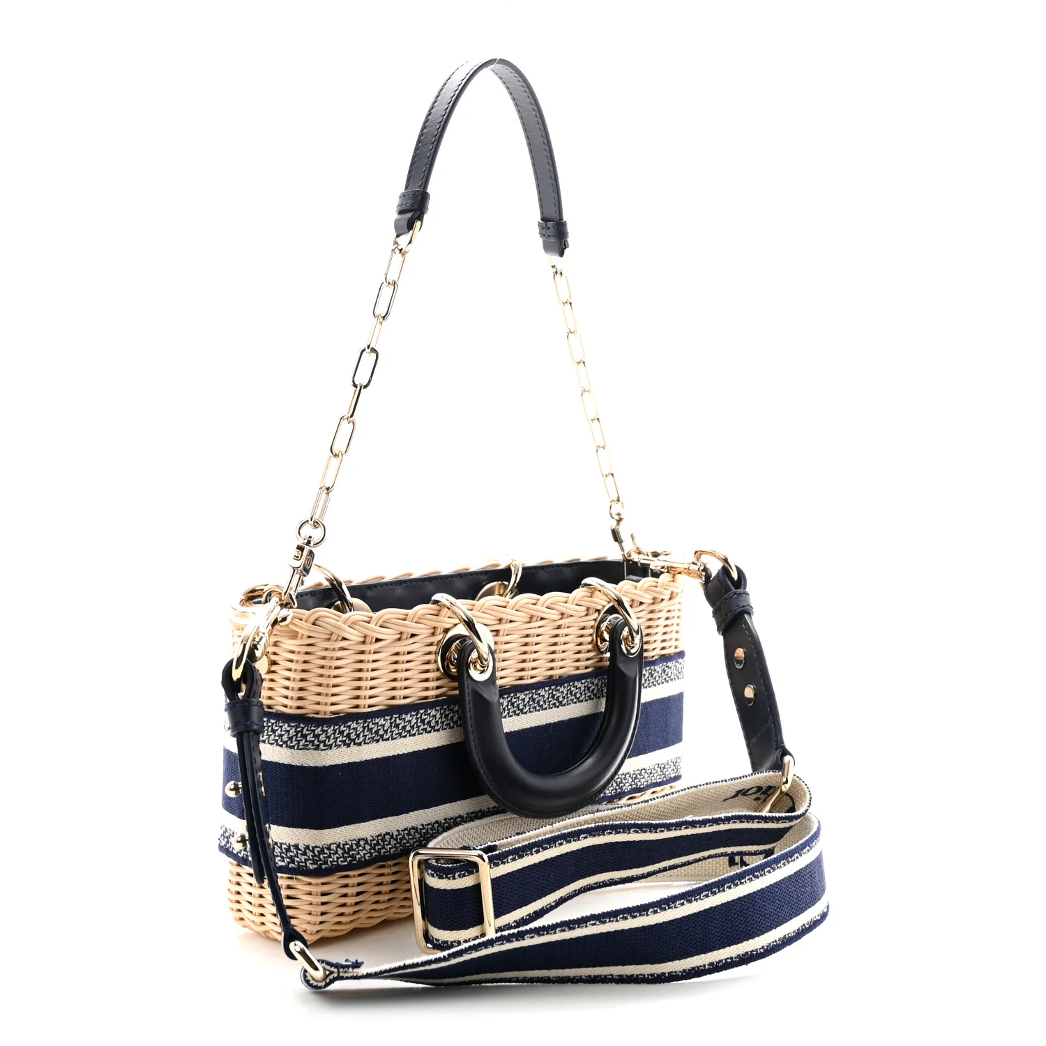Wicker Oblique Dioriviera Medium Lady D-Joy Bag Blue