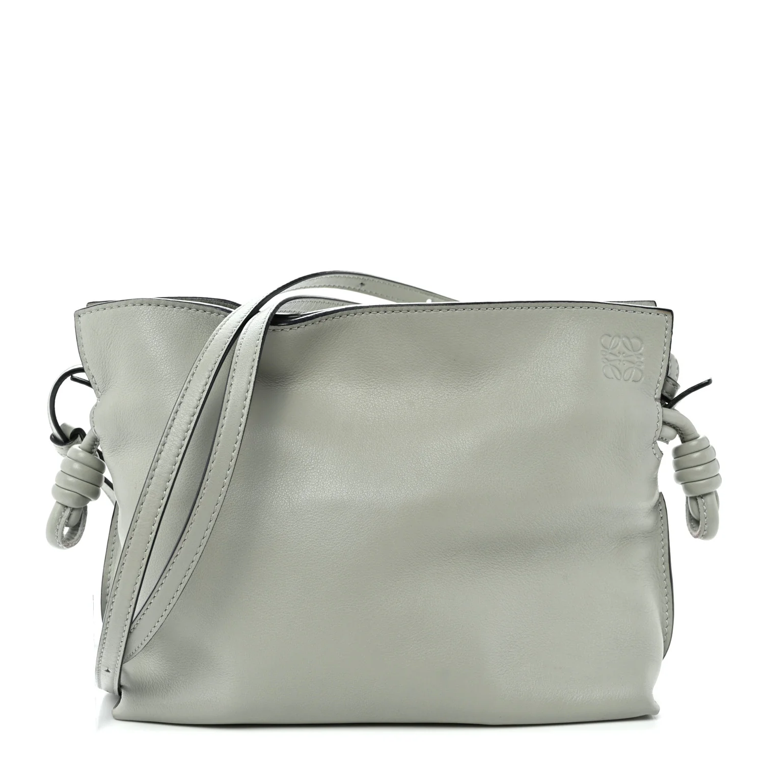 Calfskin Mini Flamenco Knot Clutch Ash Grey