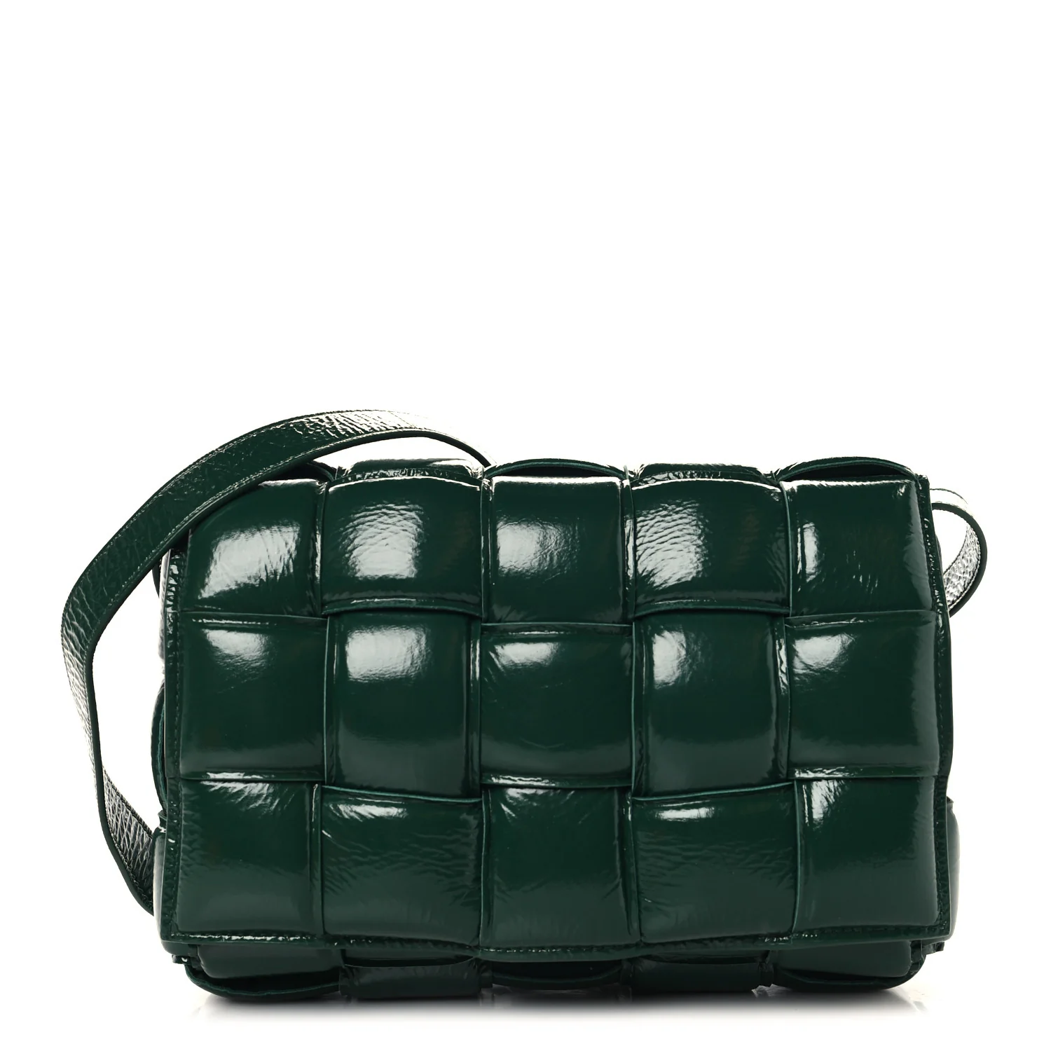 Textured Deerskin Maxi Intrecciato Padded Cassette Crossbody Bag Raintree