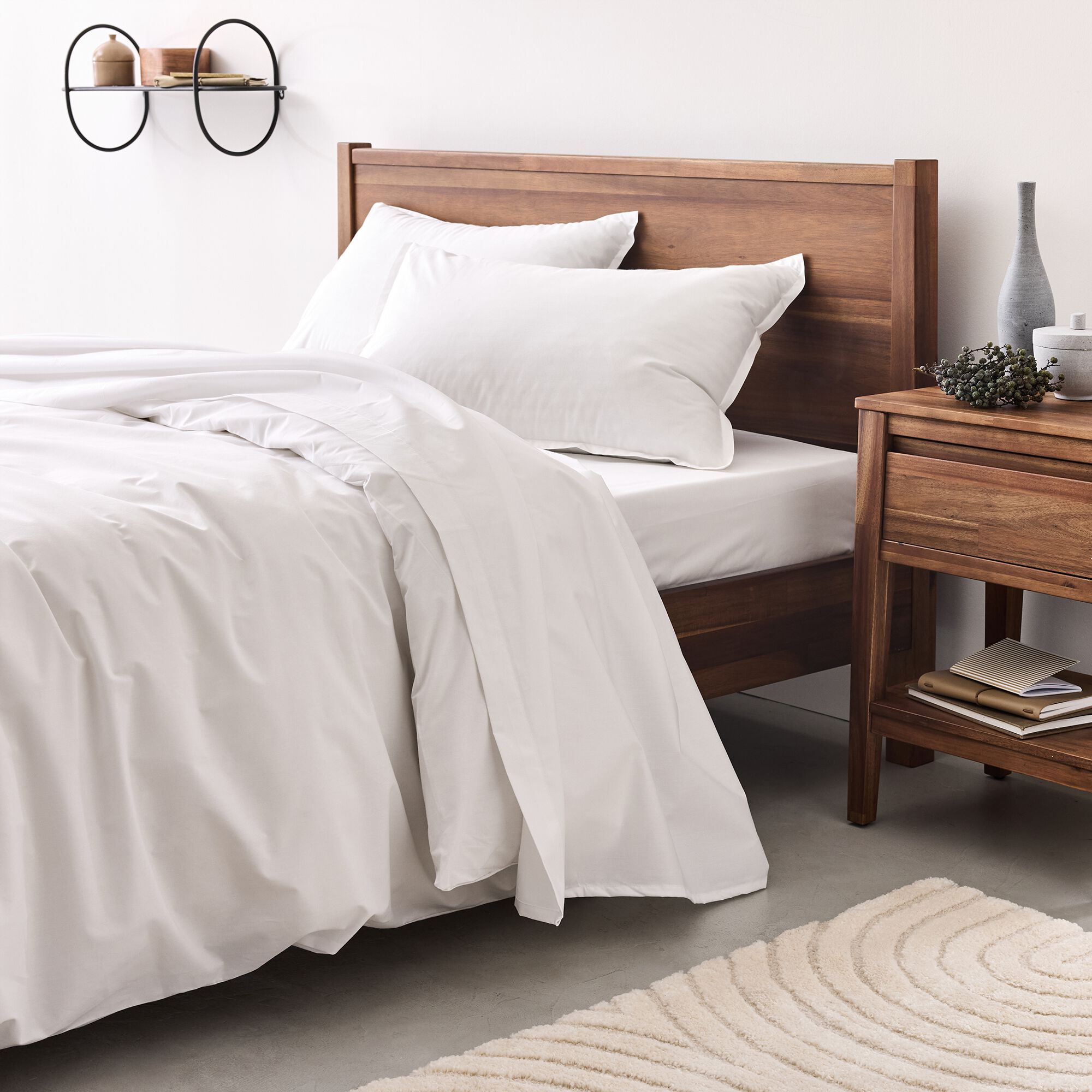 FLORE - Housse de couette en percale de coton 260x240cm - blanc