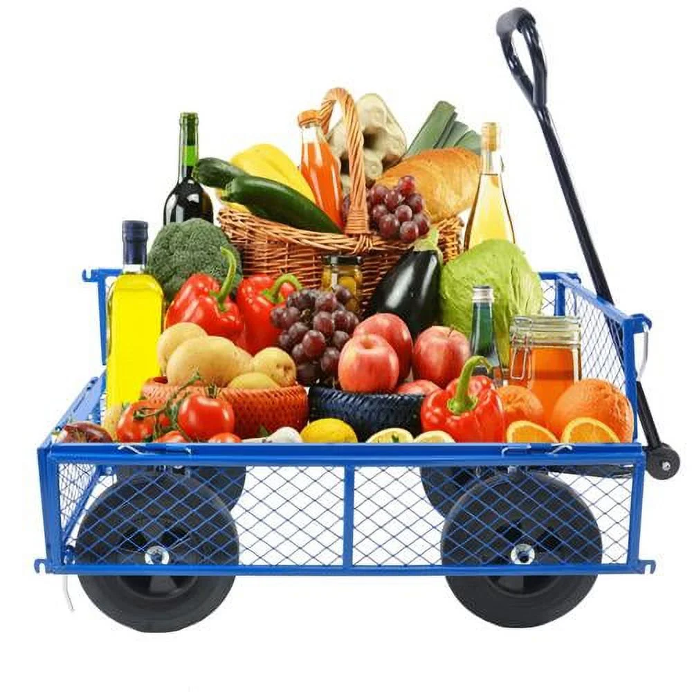 UBesGoo Garden Wagon Tool Cart Wagon Heavy-Duty Beach Lawn Yard Landscape Blue