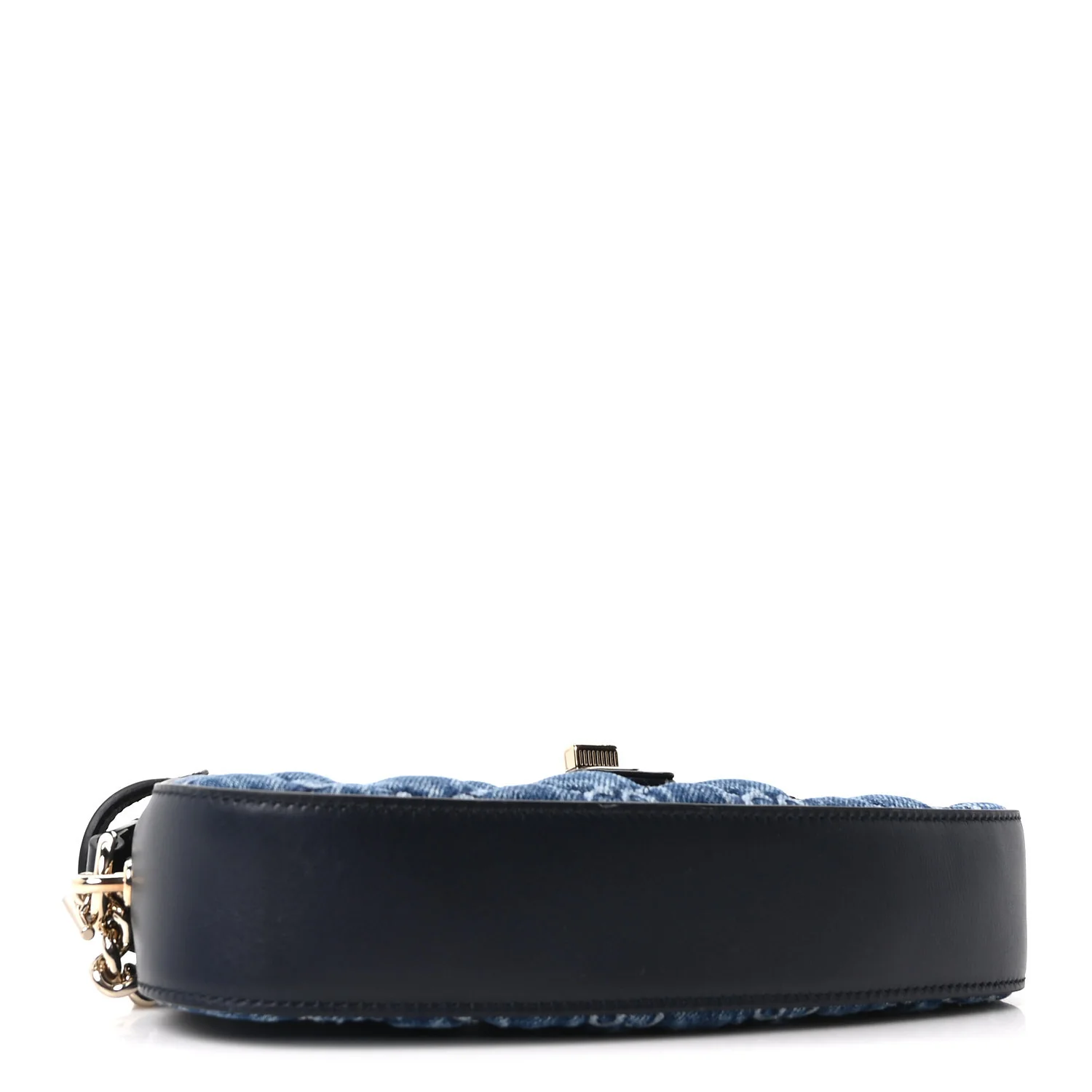 Denim GG Monogram Mini Moon Side Shoulder Bag Blue