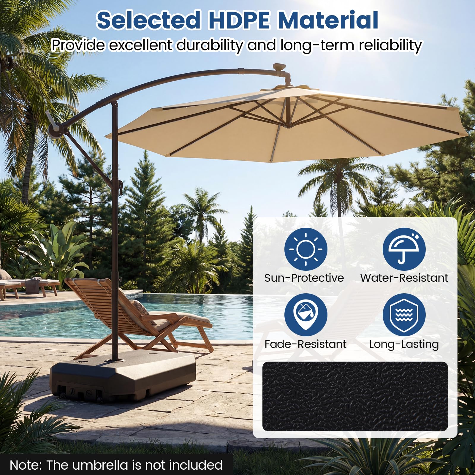Tangkula 165 Lbs HDPE Offset Umbrella Stand with Crossbar