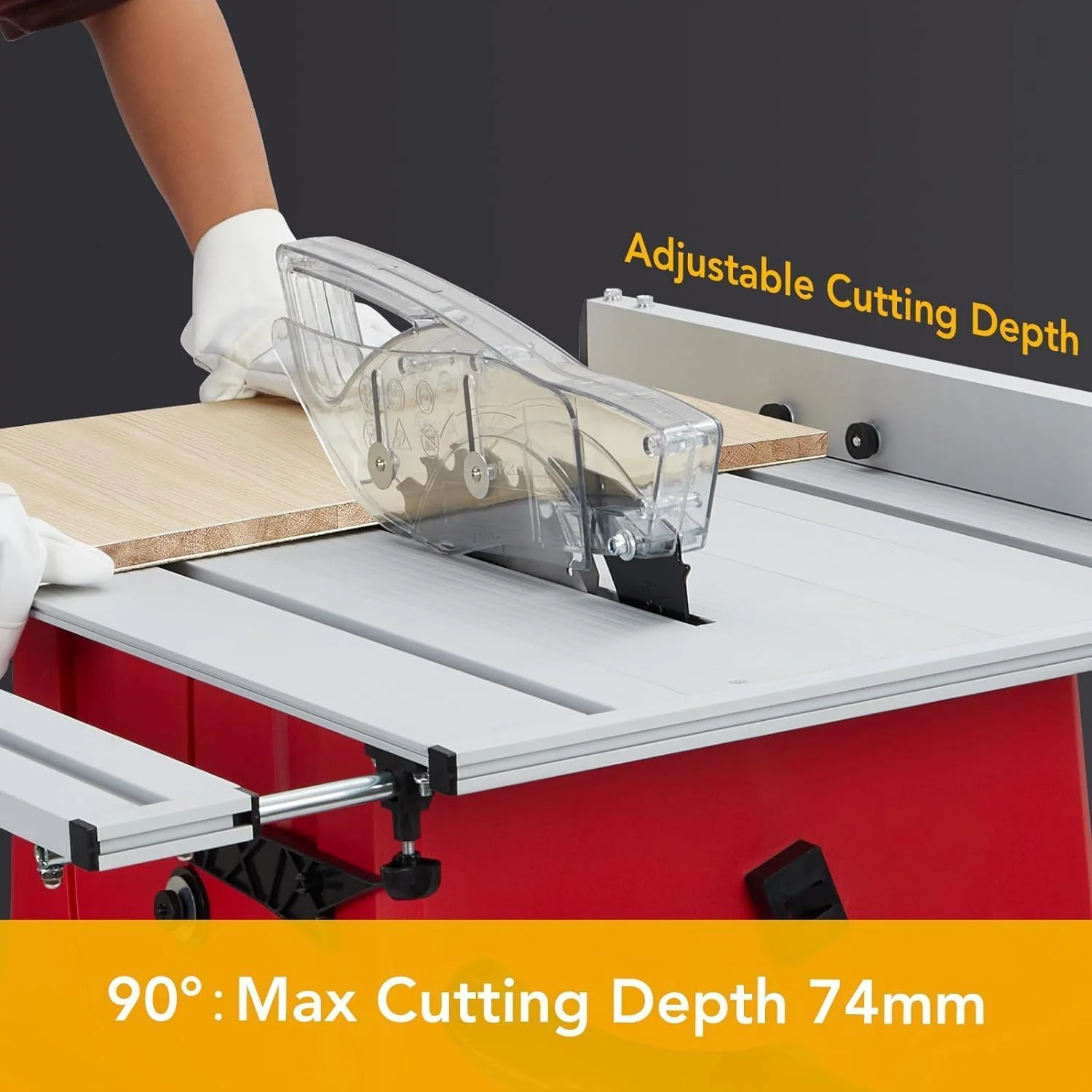1800W, 15A 10in Portable Table Power Saw, 5000 RPM(Red) - Image 4