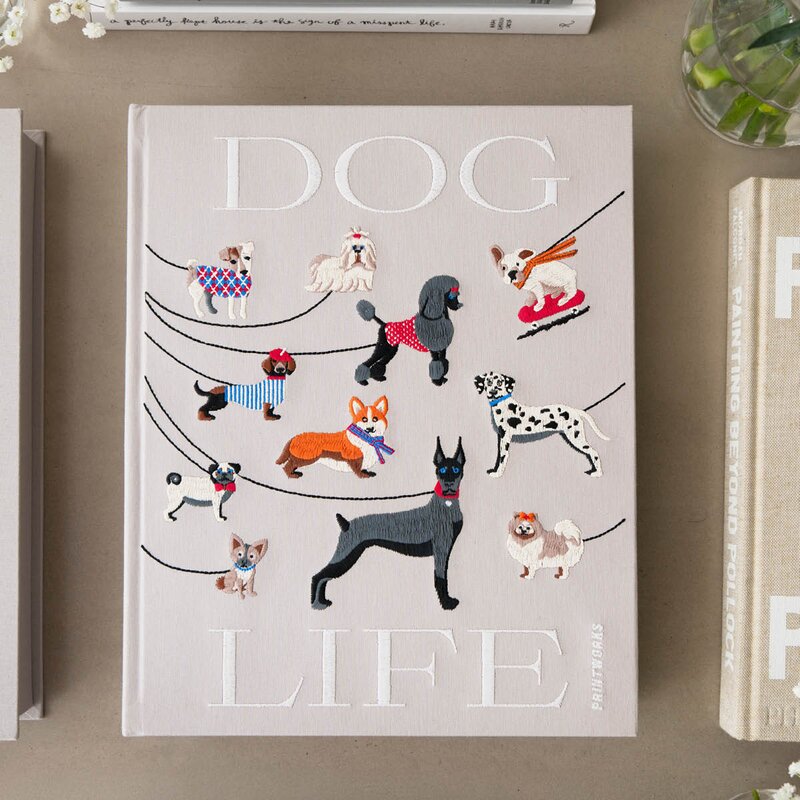 Brodert fotoalbum 33x27 cm Hund beige/multi