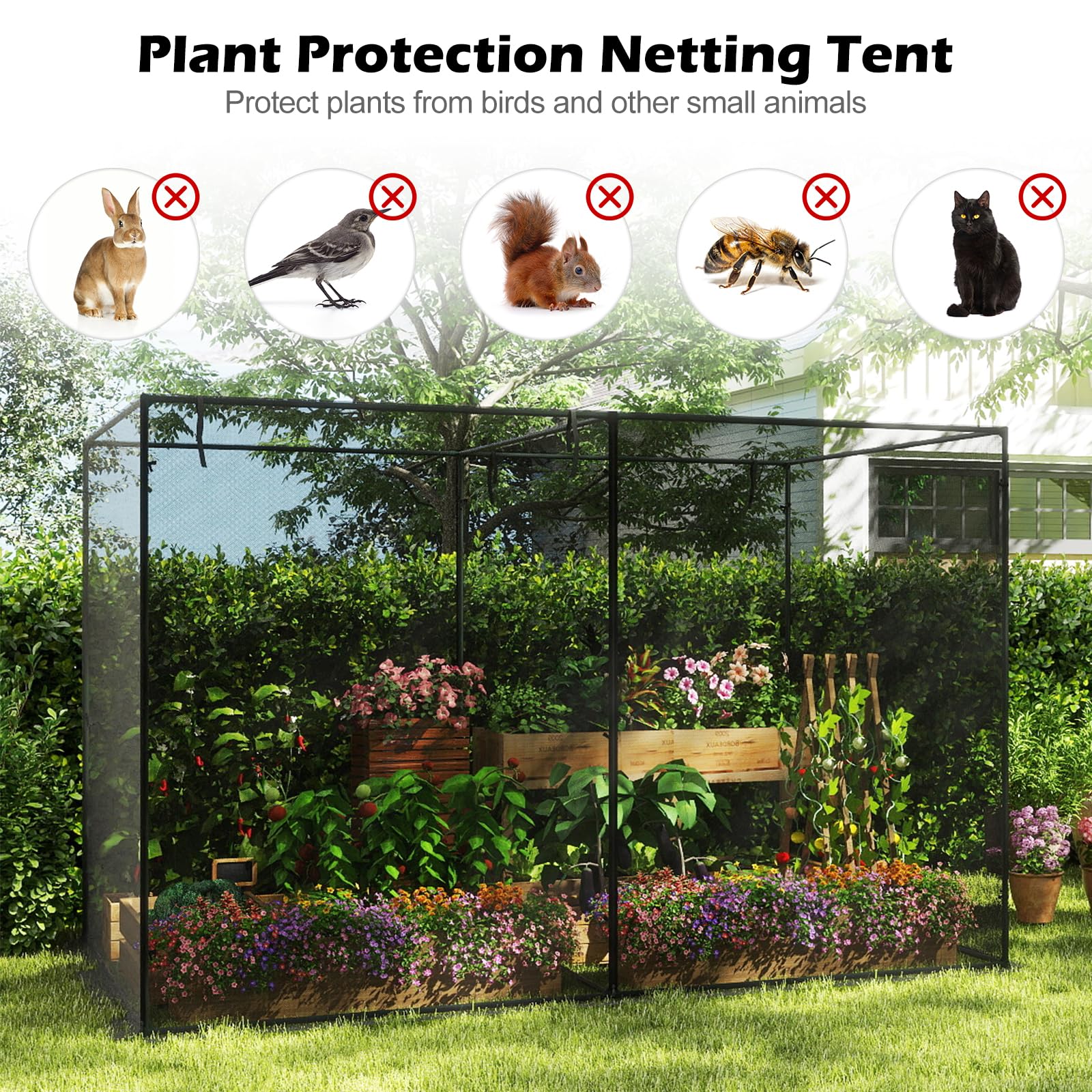 Tangkula 10x6.5x6.5 FT Crop Cage with Heavy Duty Metal Frame