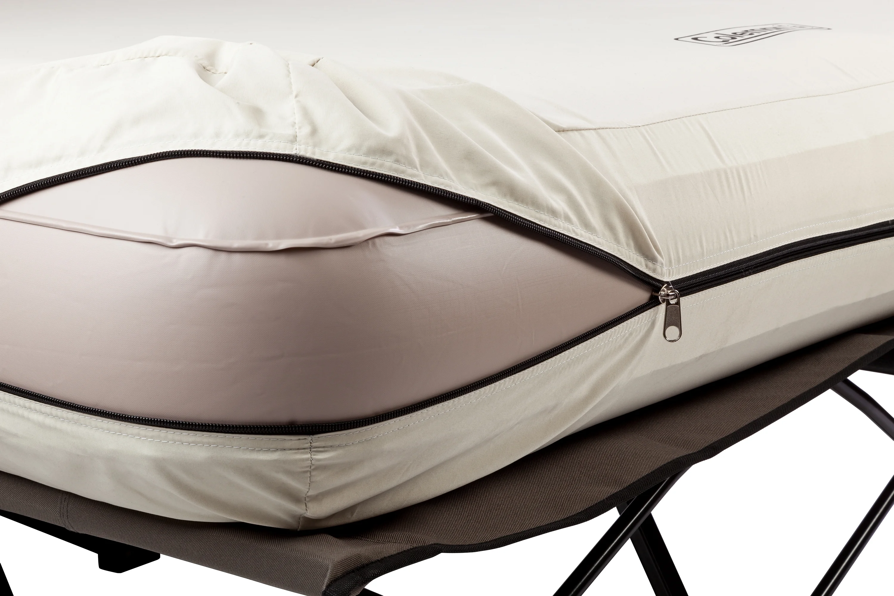 Coleman Cot and Thick Queen Air Mattress Combo Side Tables, Pump Included