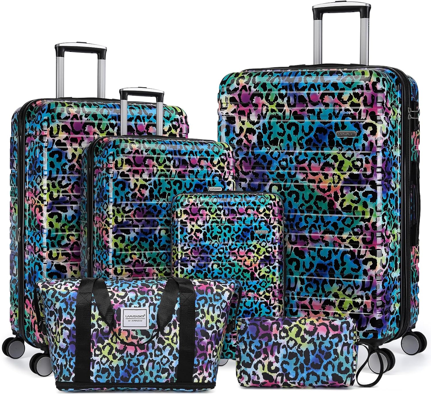 Ensemble de 6 valises, ensemble de valises rigides extensibles avec roulettes multidirectionnelles, ensemble de bagages à roulettes légers