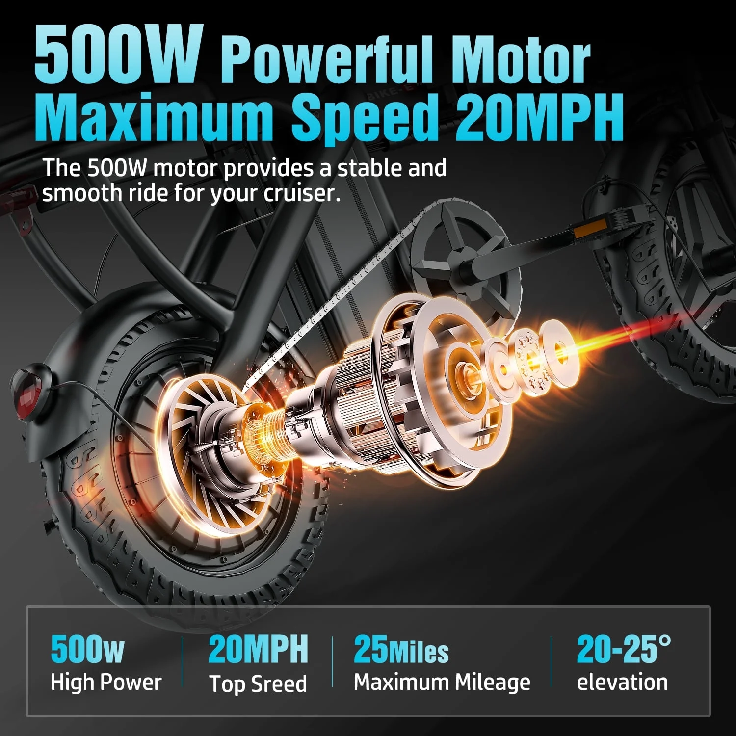 14" Electric Bike with Dual Front Suspension��500W Folding Ebike, Up to 25Miles 20MPH, 48V Removable Lithium-Battery, Stylish 14" Foldable Commuting Electric Bicycle for Women Men - Image 3