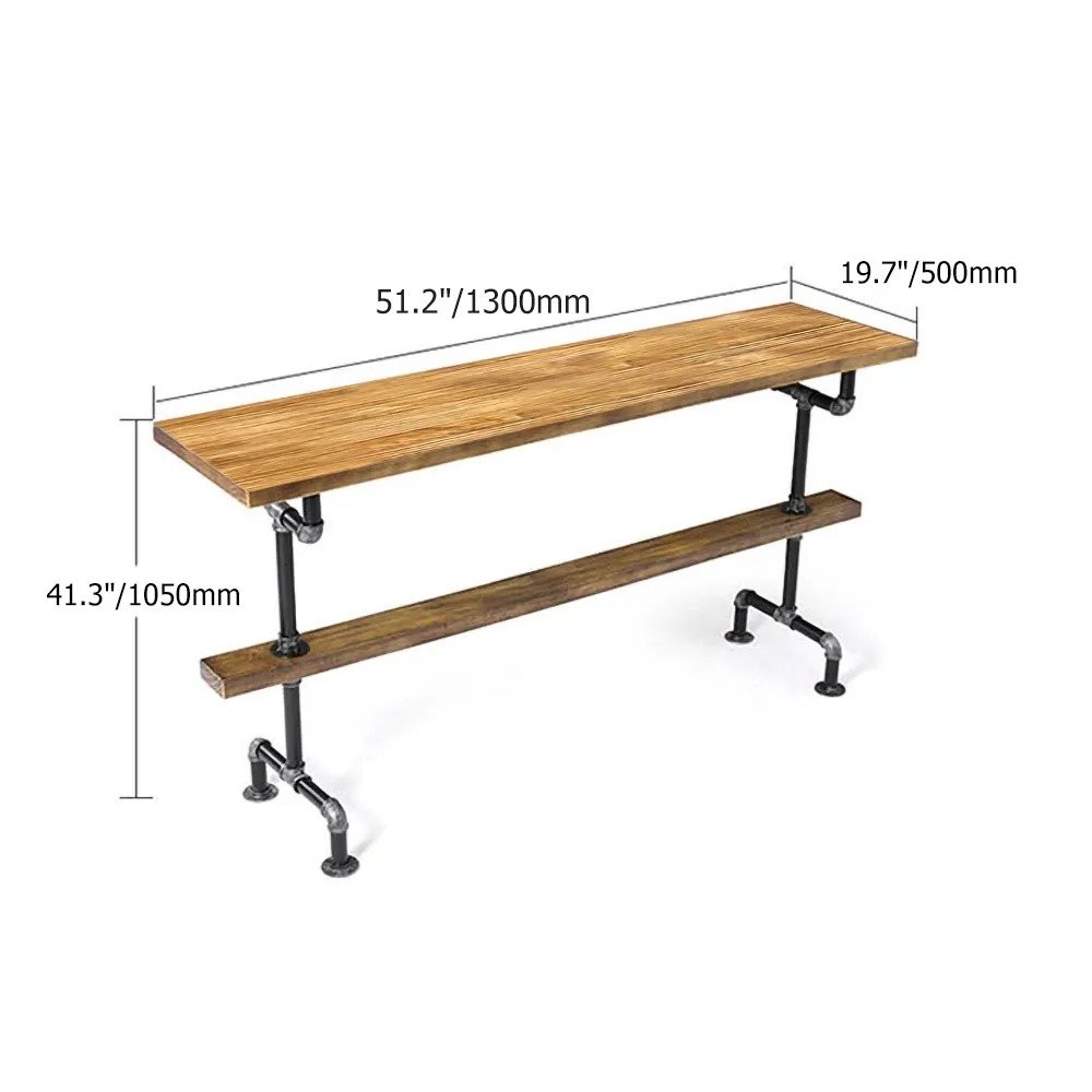Liquidation - Table de bar rectangulaire rétro style industriel naturel et chaises