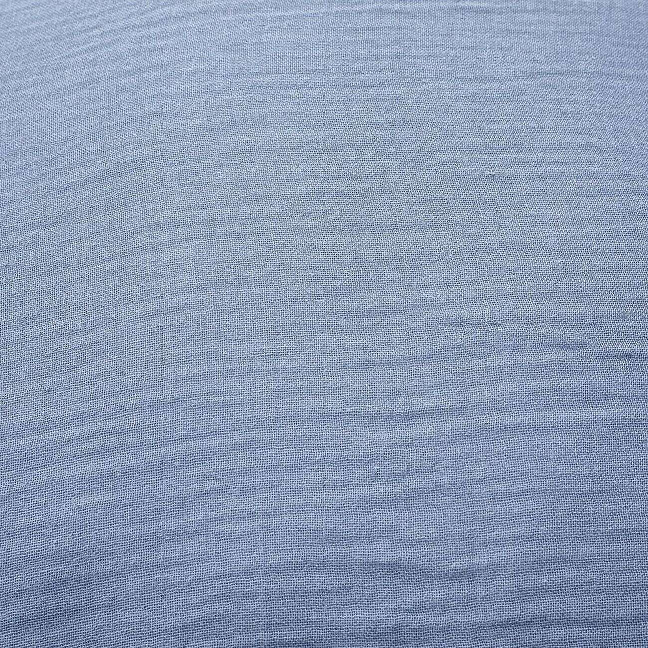 Parure de lit 1 personne 140x200cm gaze de coton bleu uni