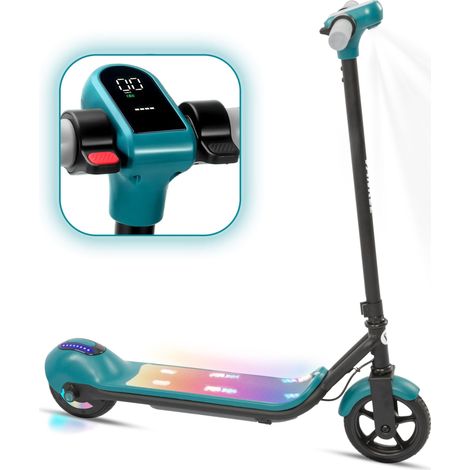 AMXCNOY Trottinette électrique pour enfants, trottinette enfant 14 km/h, 5-8km, frein électrique, conduite sécurisée pour enfants dès 6 ans, avec Bluetooth et lumières colorées — vue 1